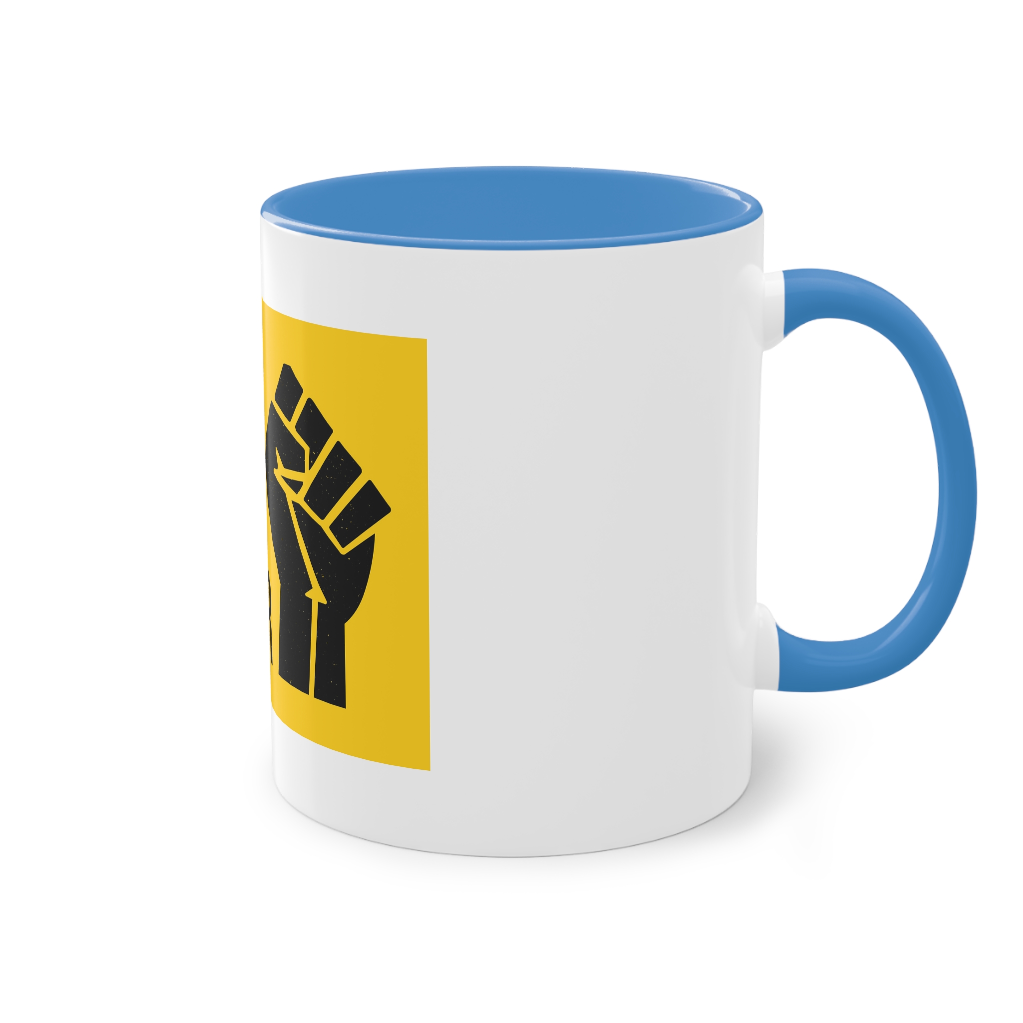 Black Lives Matter Movement Clenched Fist Text Yellow Background Slogan Protests Usa (1) Two Tone Coffee Mug 11oz - Image 36