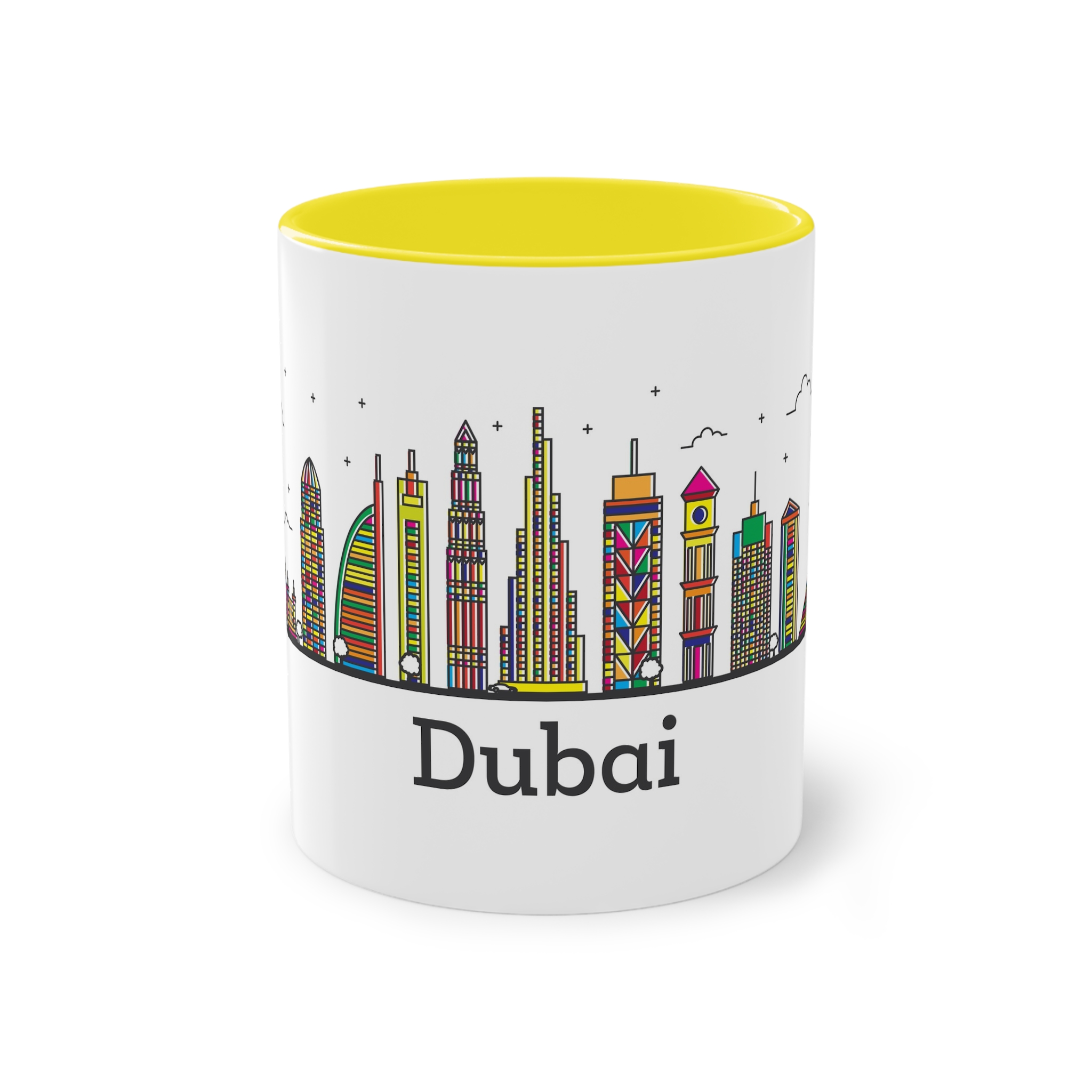 Dubai Outline Bold Color Two Tone Coffee Mug 11oz - Image 21