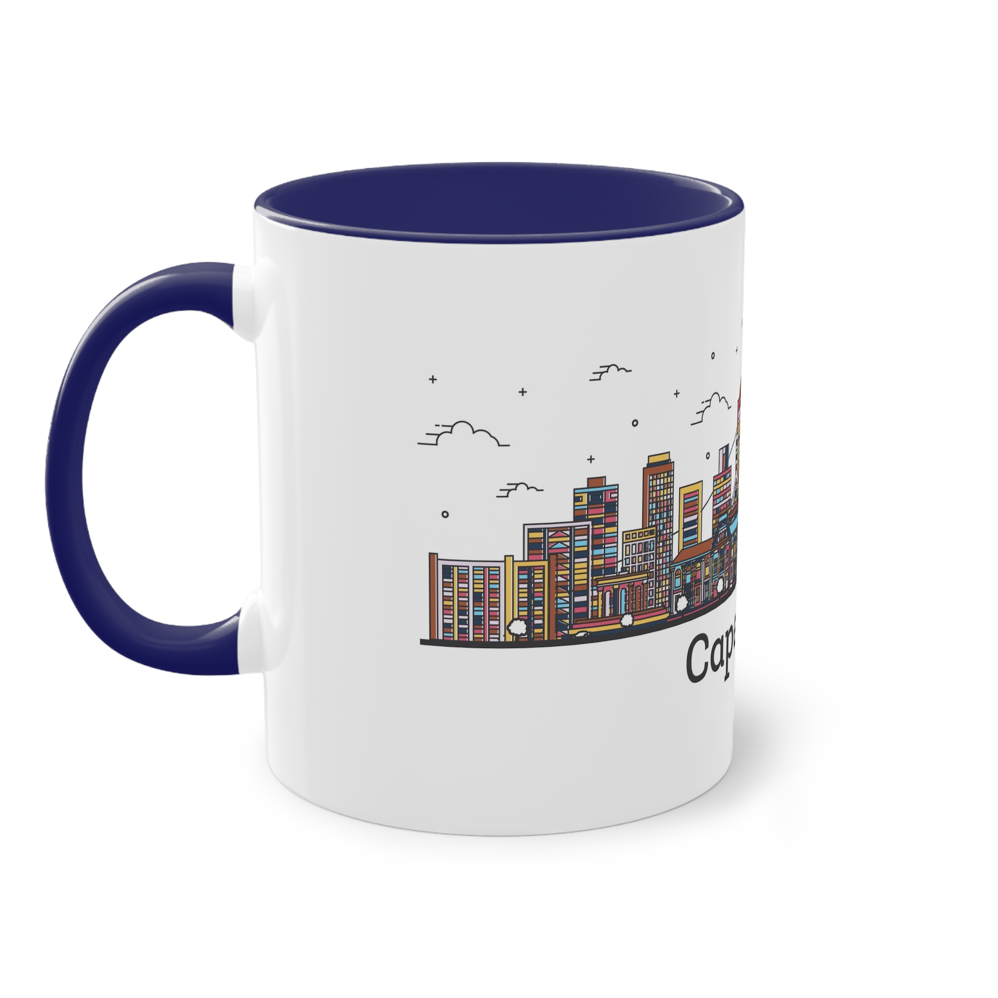 Cape Town Outline Bold Color Two Tone Coffee Mug 11oz - Image 43