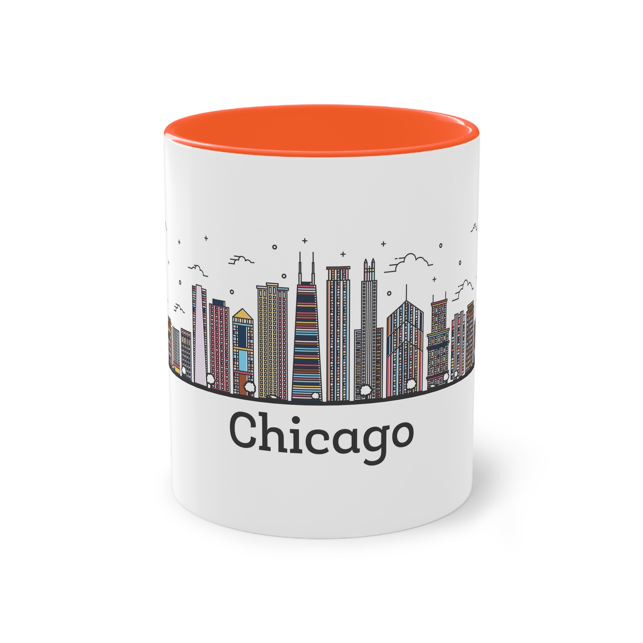 Chicago Outline Bold Color Two Tone Coffee Mug 11oz - Image 13