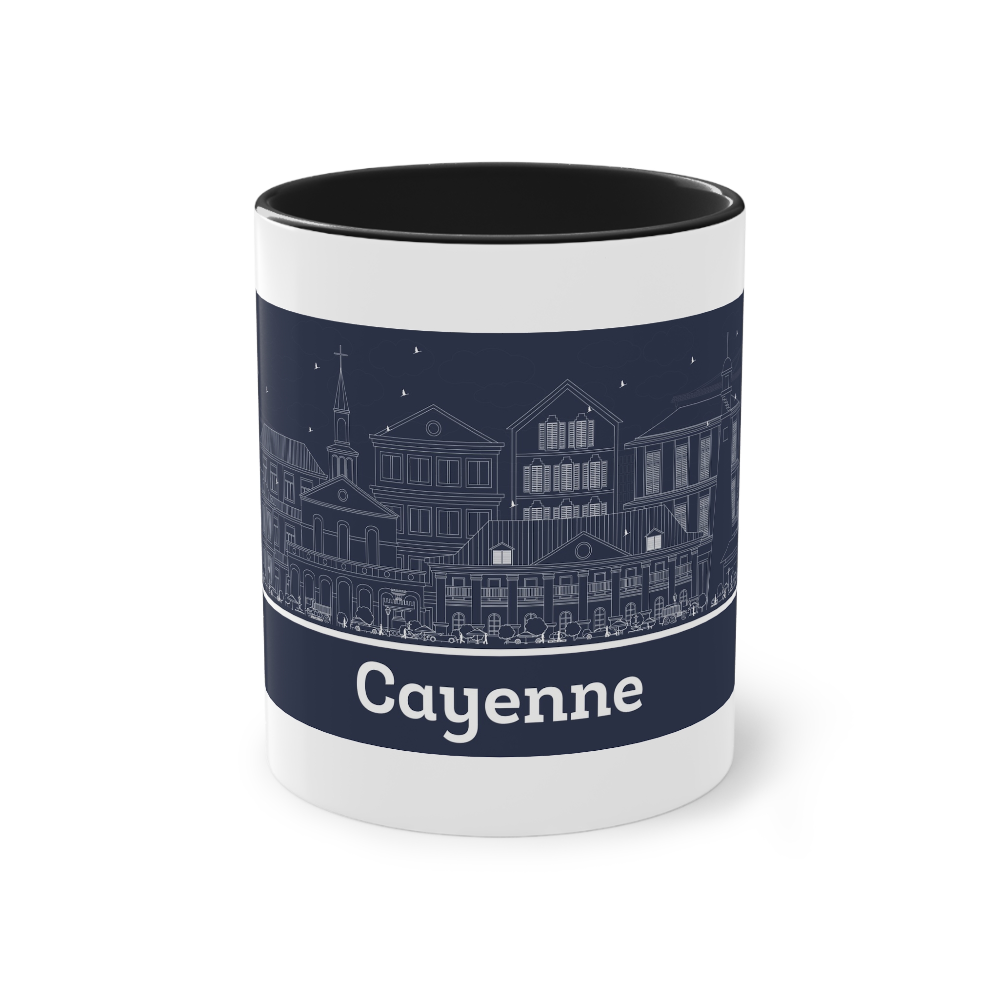 Cayenne Outline Inverse Two Tone Coffee Mug 11oz - Image 9