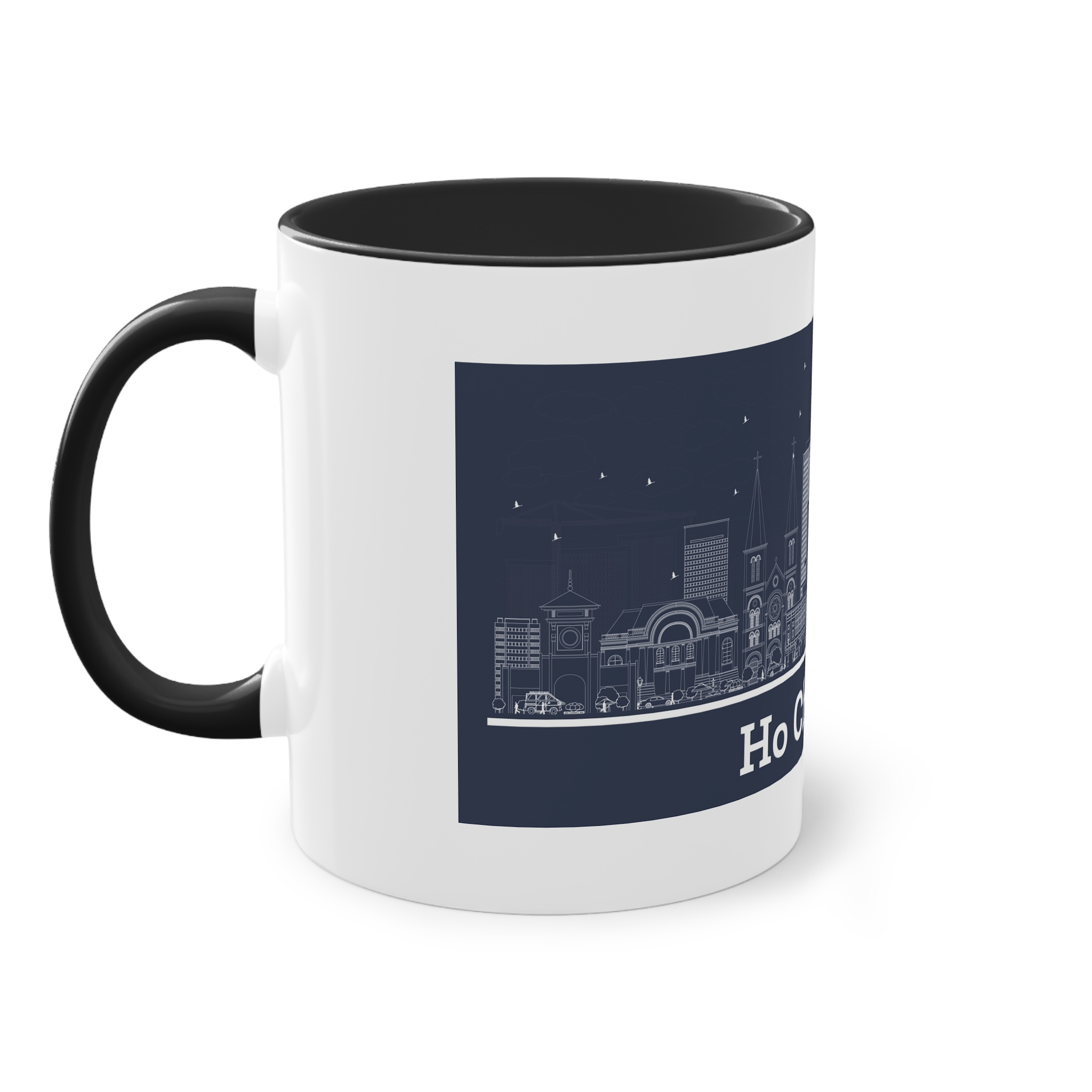 Ho Chi Minh Outline Inverse Two Tone Coffee Mug 11oz - Image 11