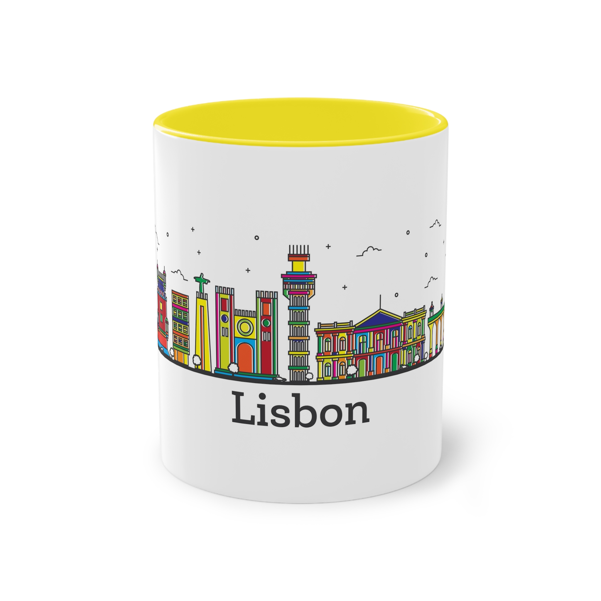 Lisbon Outline Bold Color Two Tone Coffee Mug 11oz - Image 21