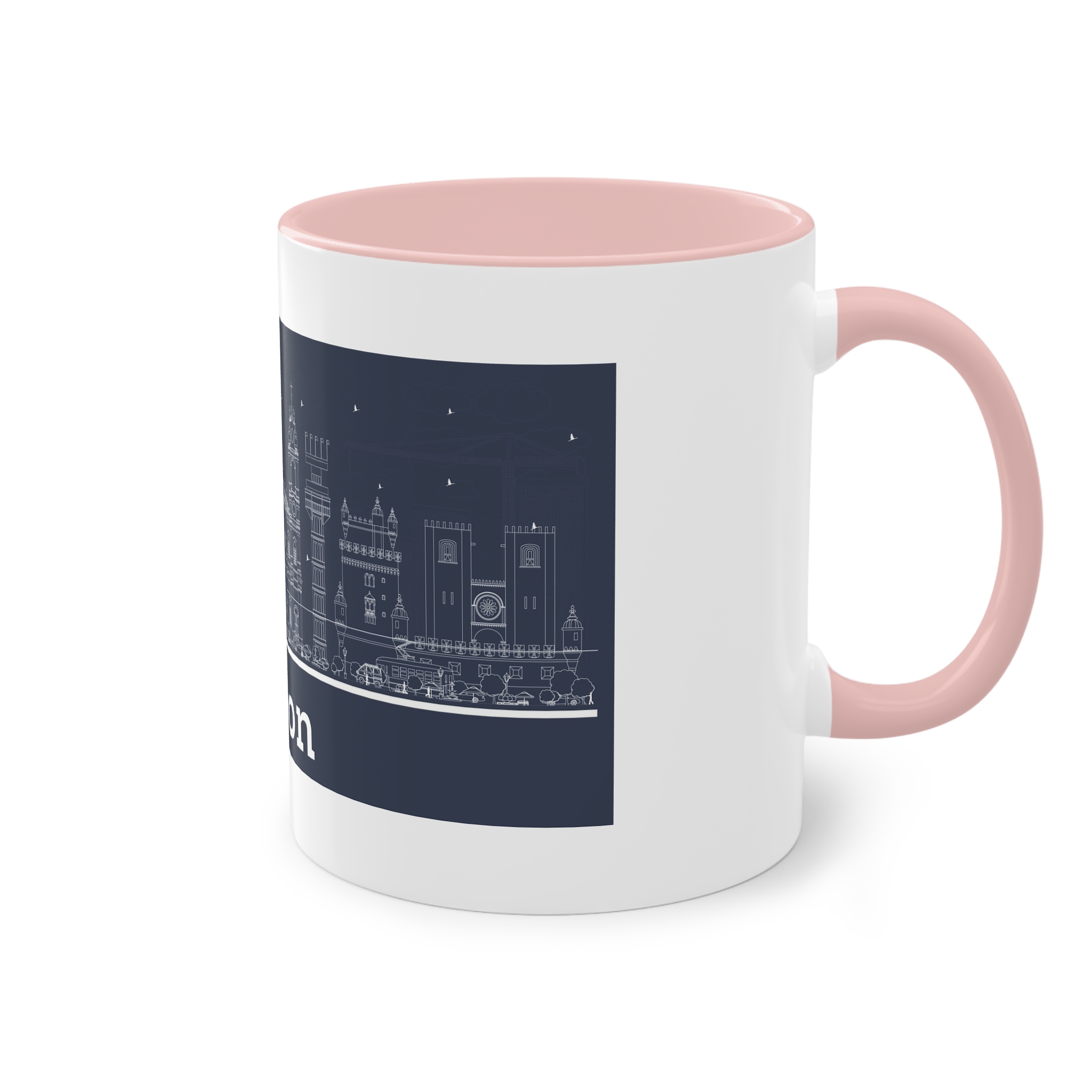 Lisbon New Outline Inverse Two Tone Coffee Mug 11oz - Image 48