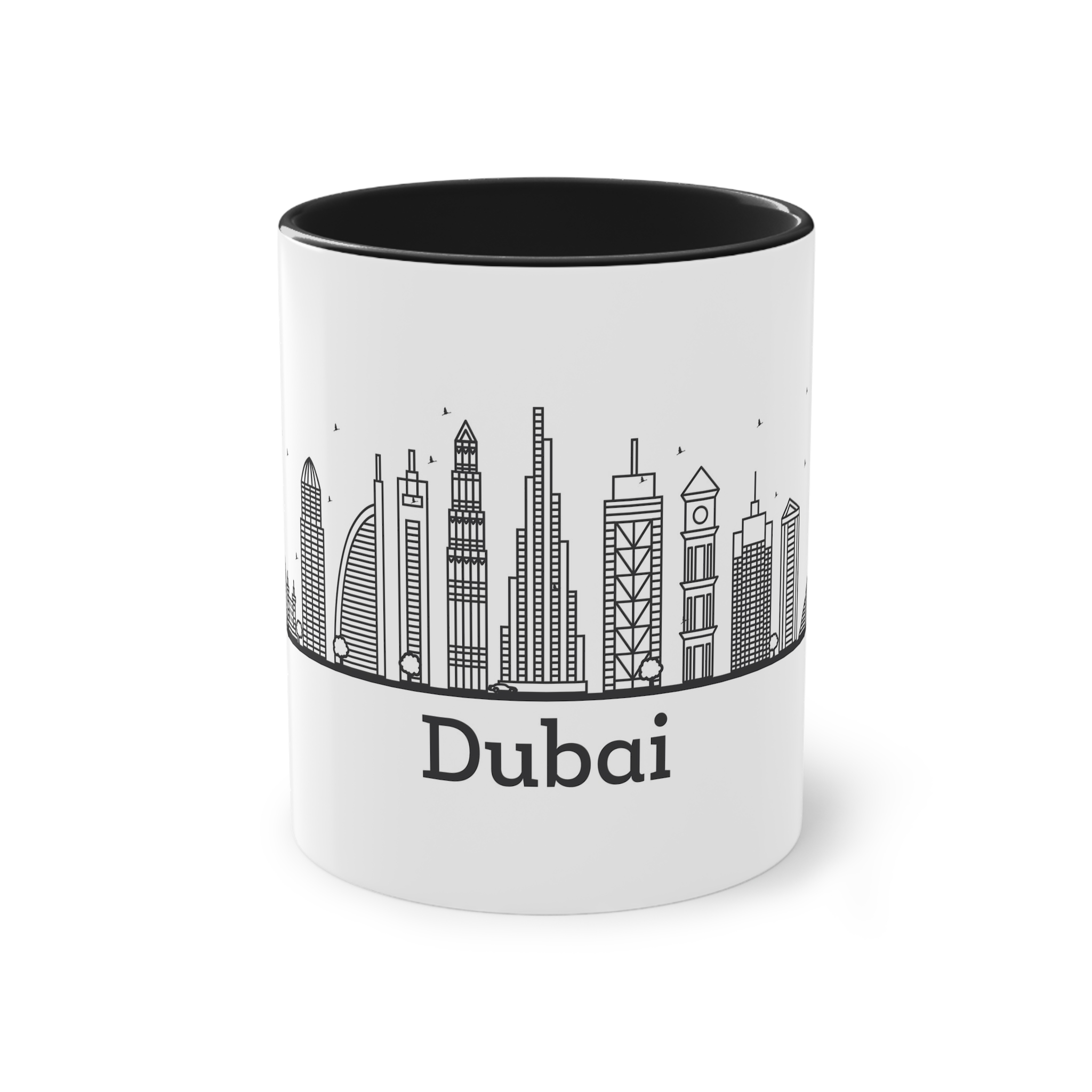Dubai Outline Bold Two Tone Coffee Mug 11oz - Image 9