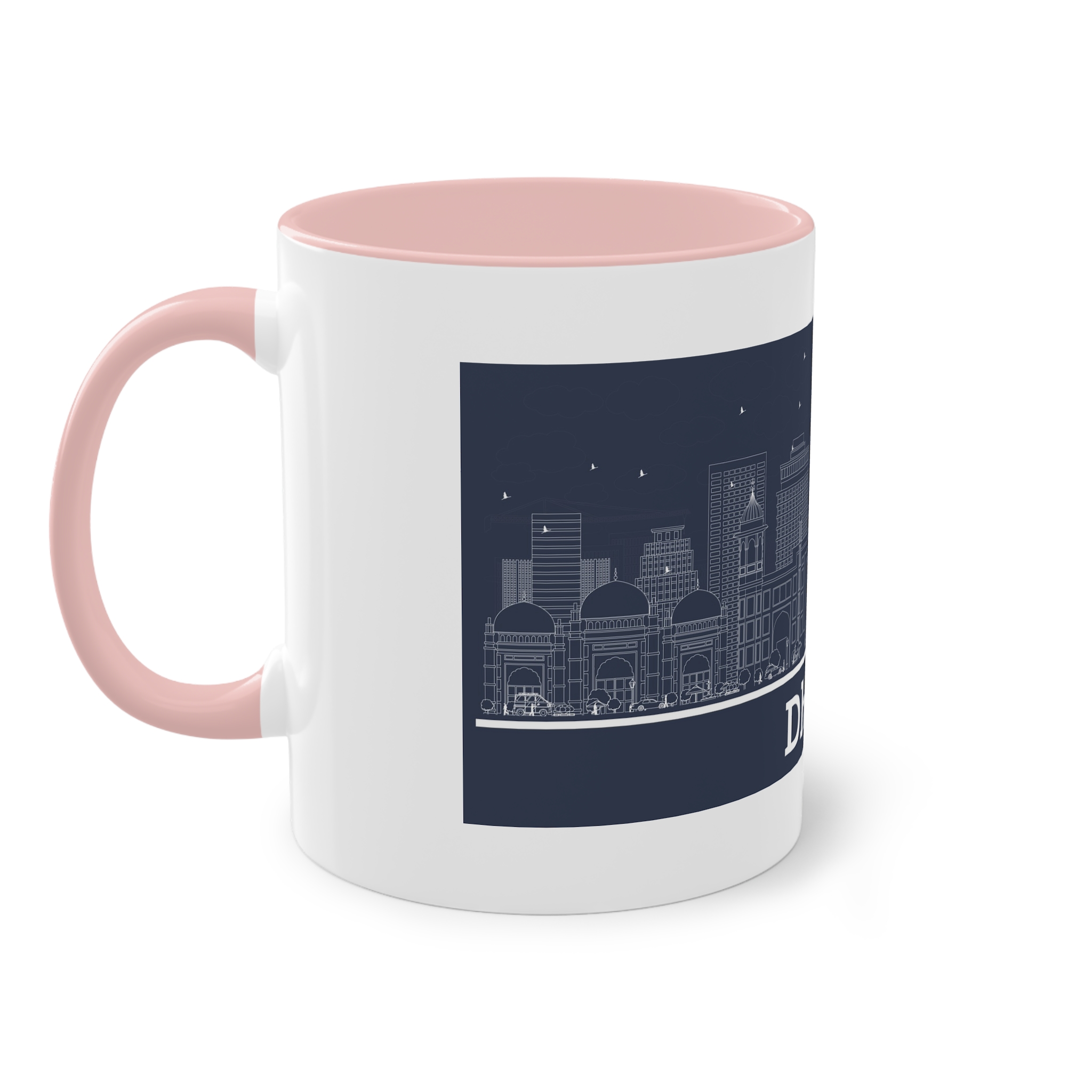 Dhaka Outline Inverse Two Tone Coffee Mug 11oz - Image 47