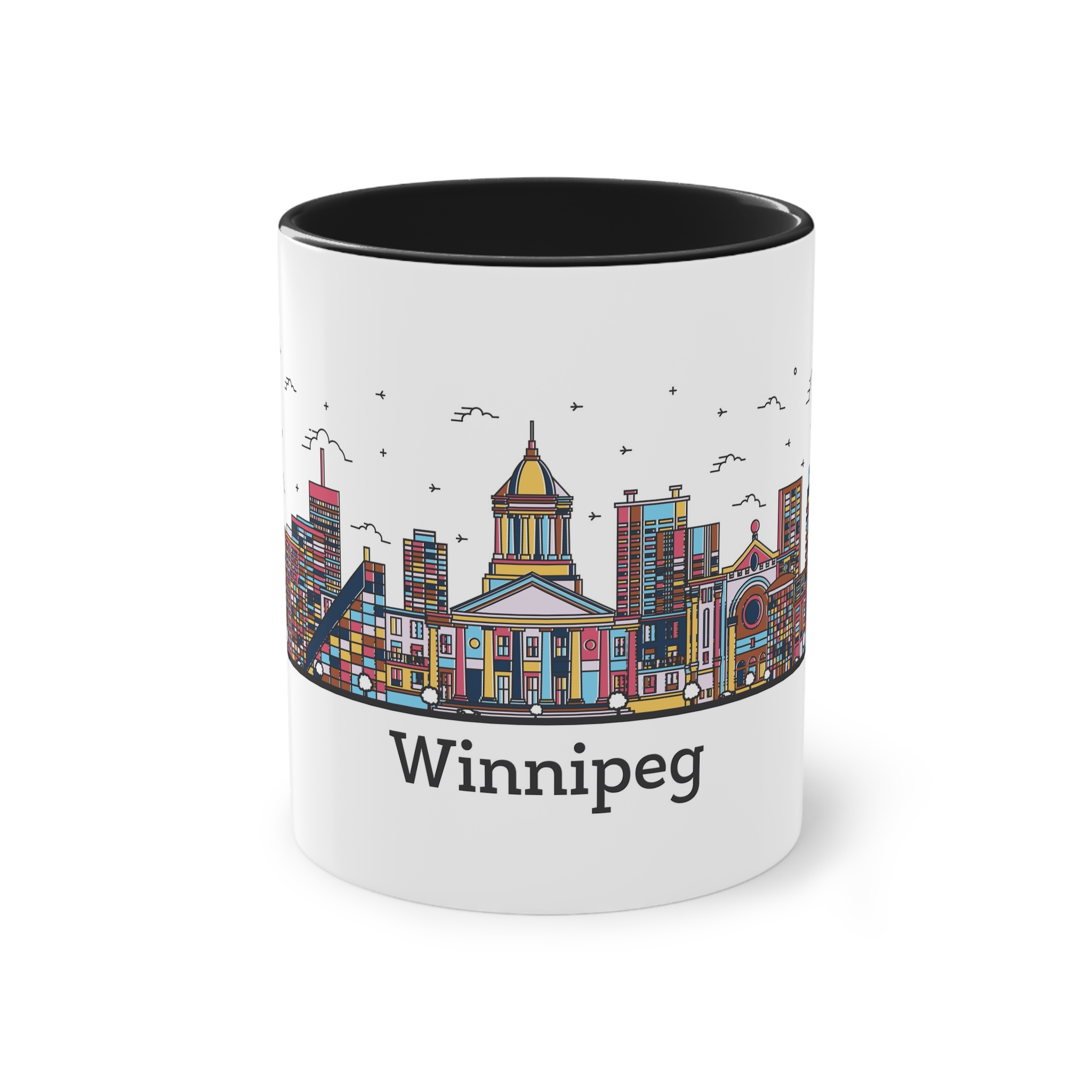 Winnipeg Outline Bold Color Two Tone Coffee Mug 11oz - Image 9