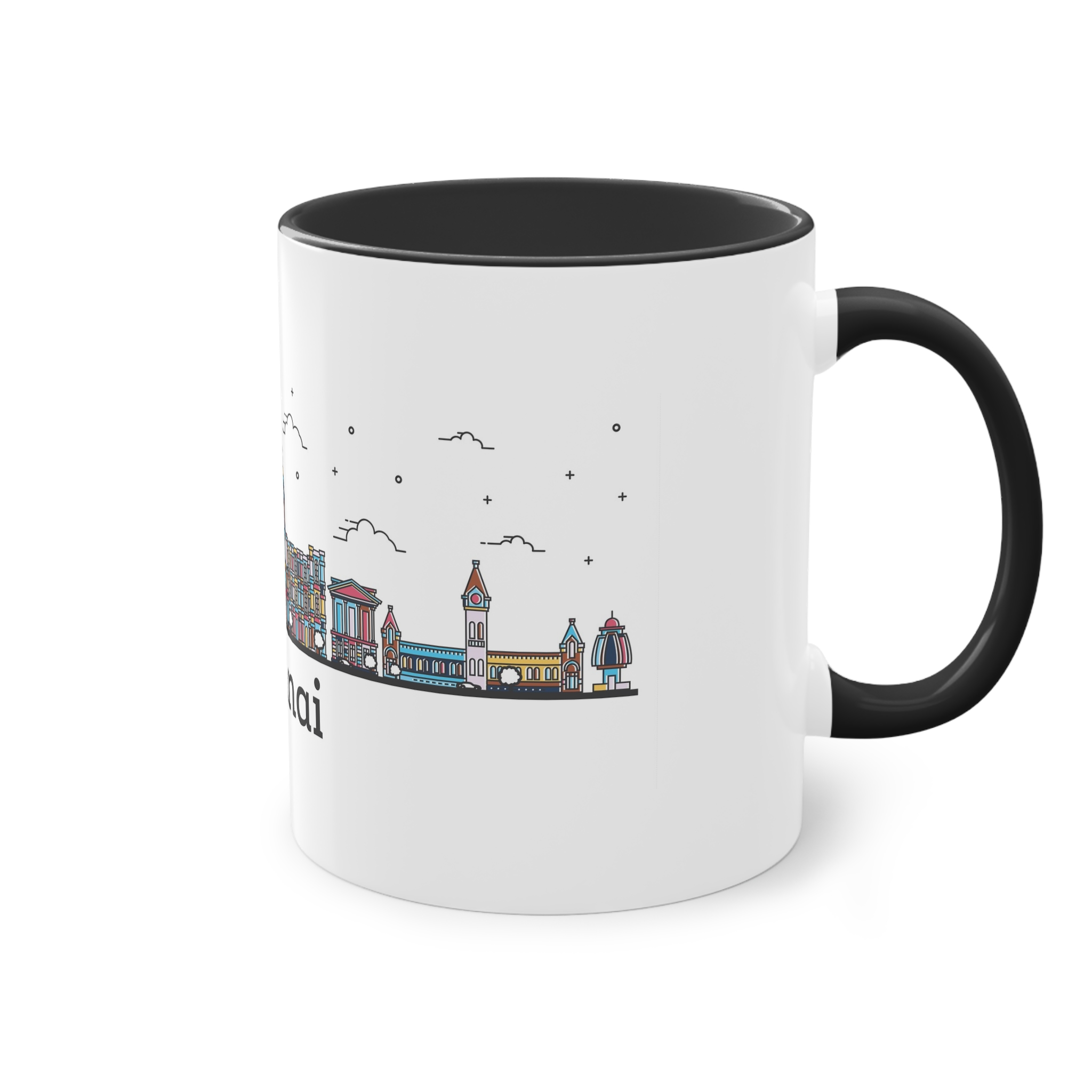 Chennai Outline Bold Color Two Tone Coffee Mug 11oz - Image 12