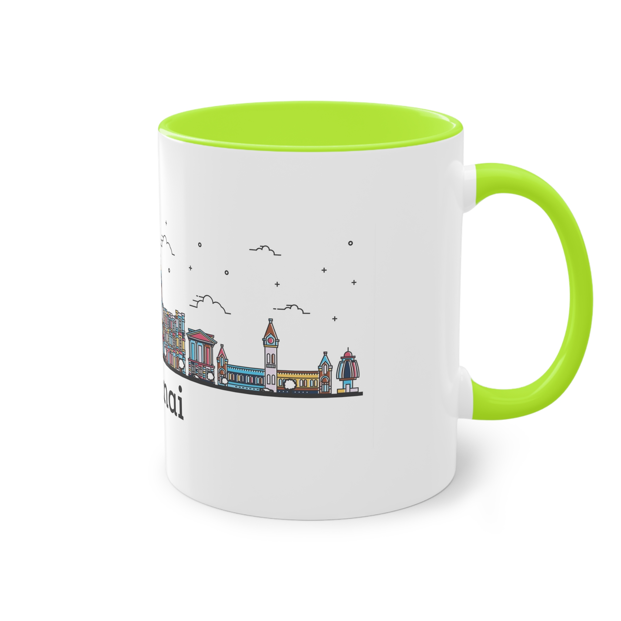 Chennai Outline Bold Color Two Tone Coffee Mug 11oz - Image 28