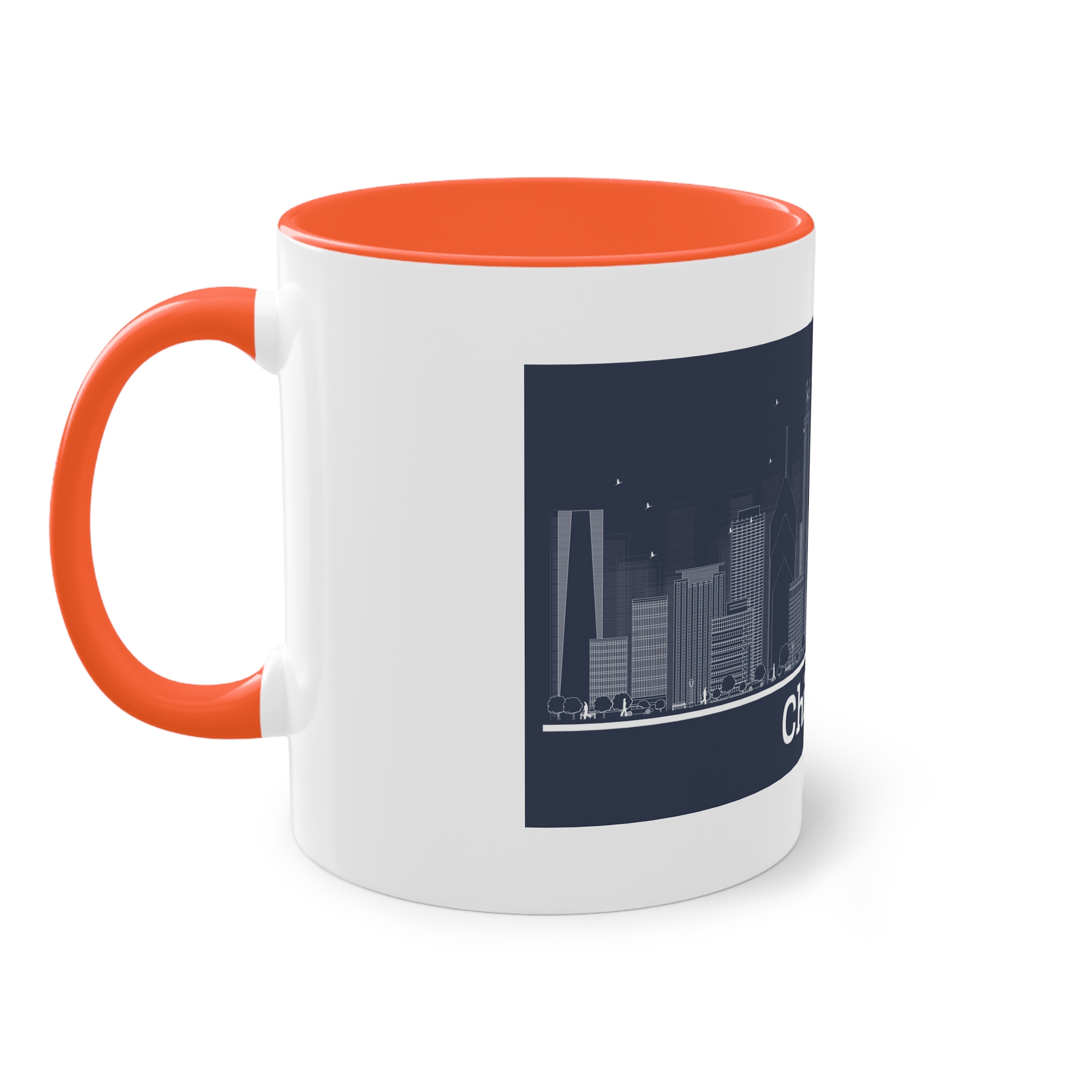 Chicago Outline Inverse Two Tone Coffee Mug 11oz - Image 15