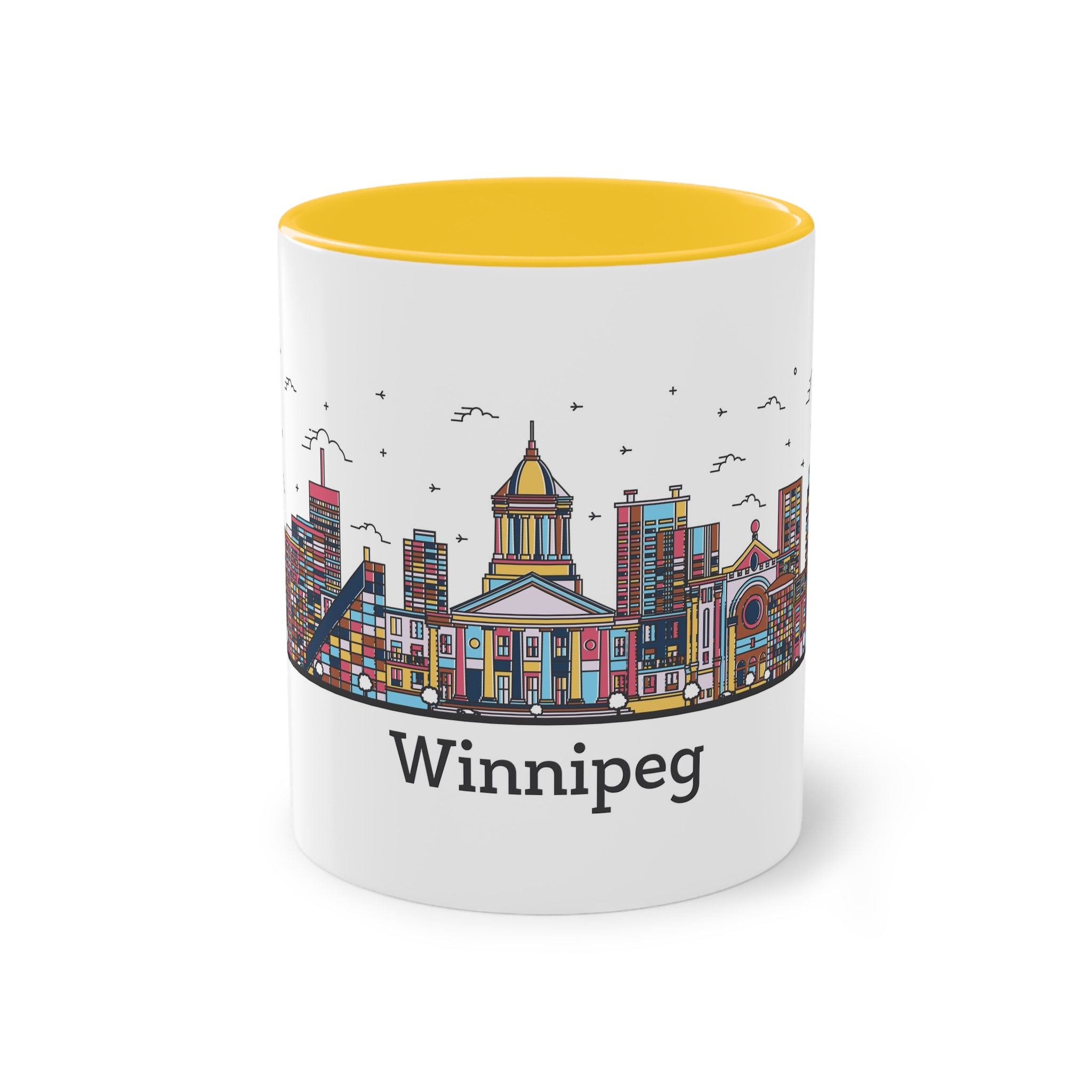 Winnipeg Outline Bold Color Two Tone Coffee Mug 11oz - Image 17