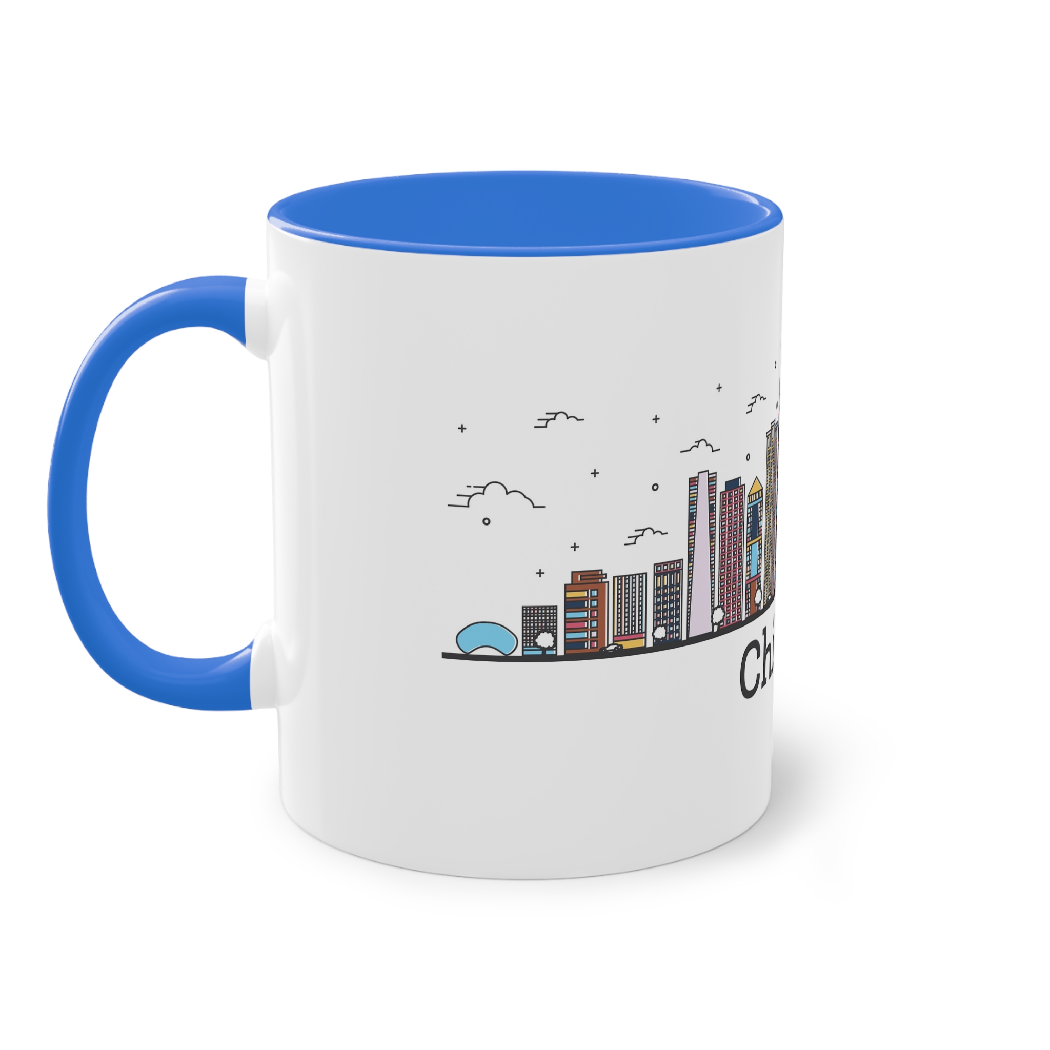 Chicago Outline Bold Color Two Tone Coffee Mug 11oz - Image 39