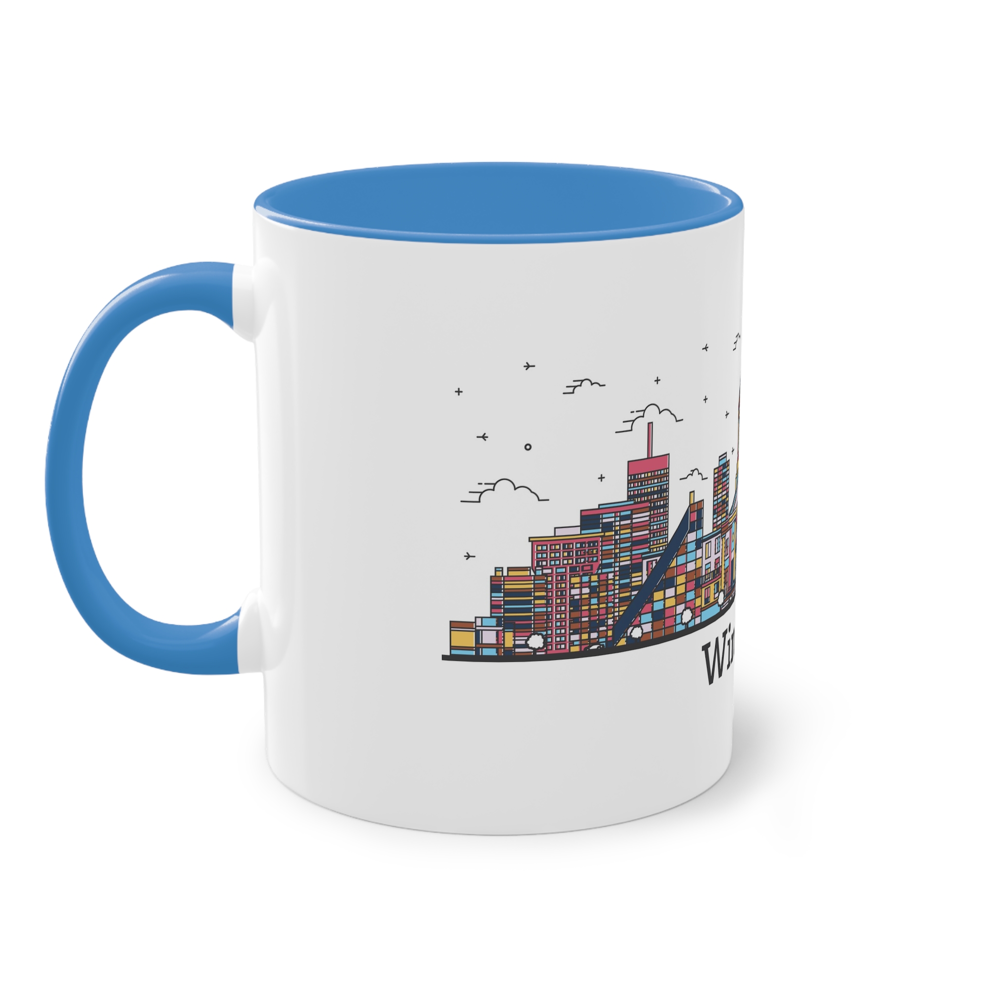 Winnipeg Outline Bold Color Two Tone Coffee Mug 11oz - Image 35