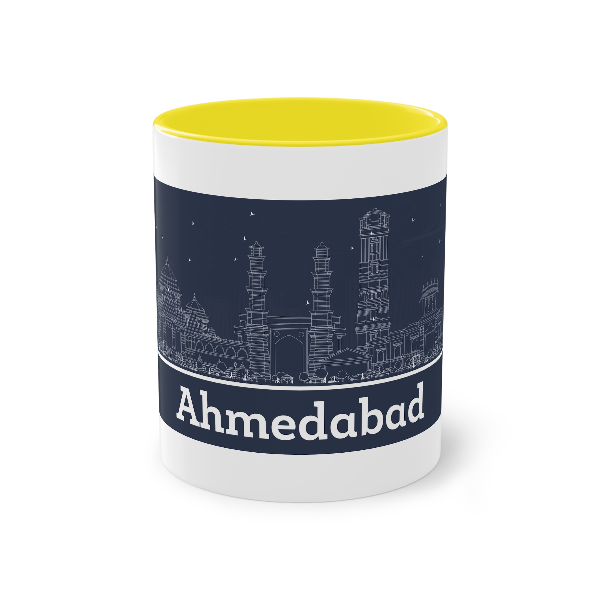 Ahmedabad Outline Inverse Two Tone Coffee Mug 11oz - Image 21
