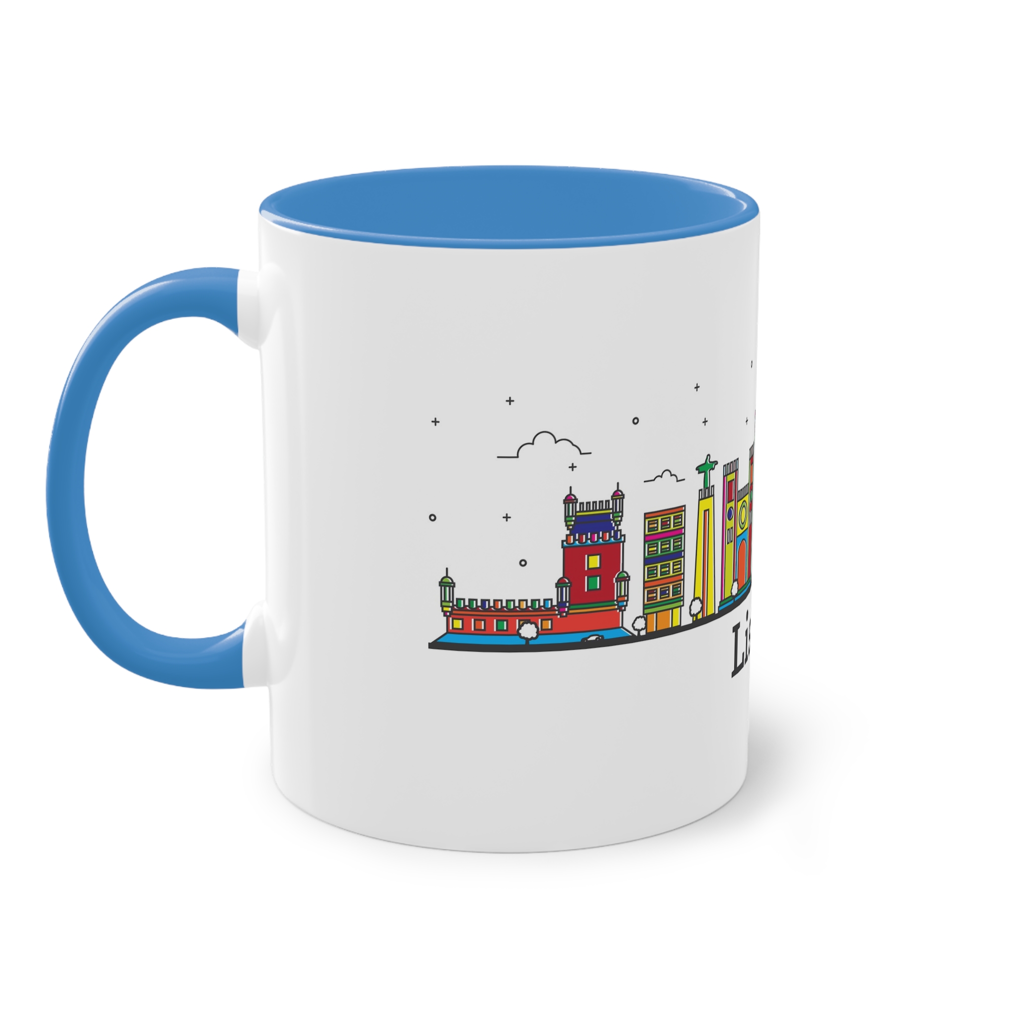 Lisbon Outline Bold Color Two Tone Coffee Mug 11oz - Image 35