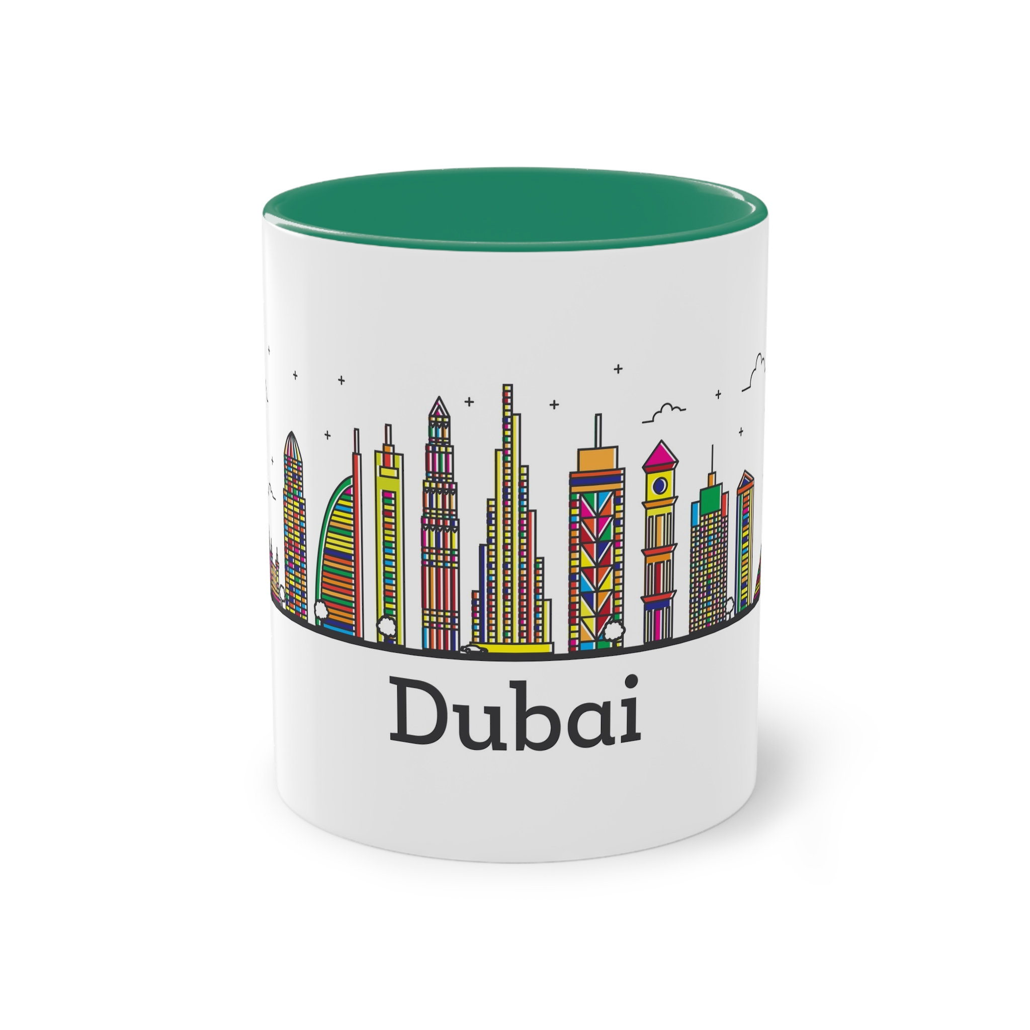Dubai Outline Bold Color Two Tone Coffee Mug 11oz - Image 29