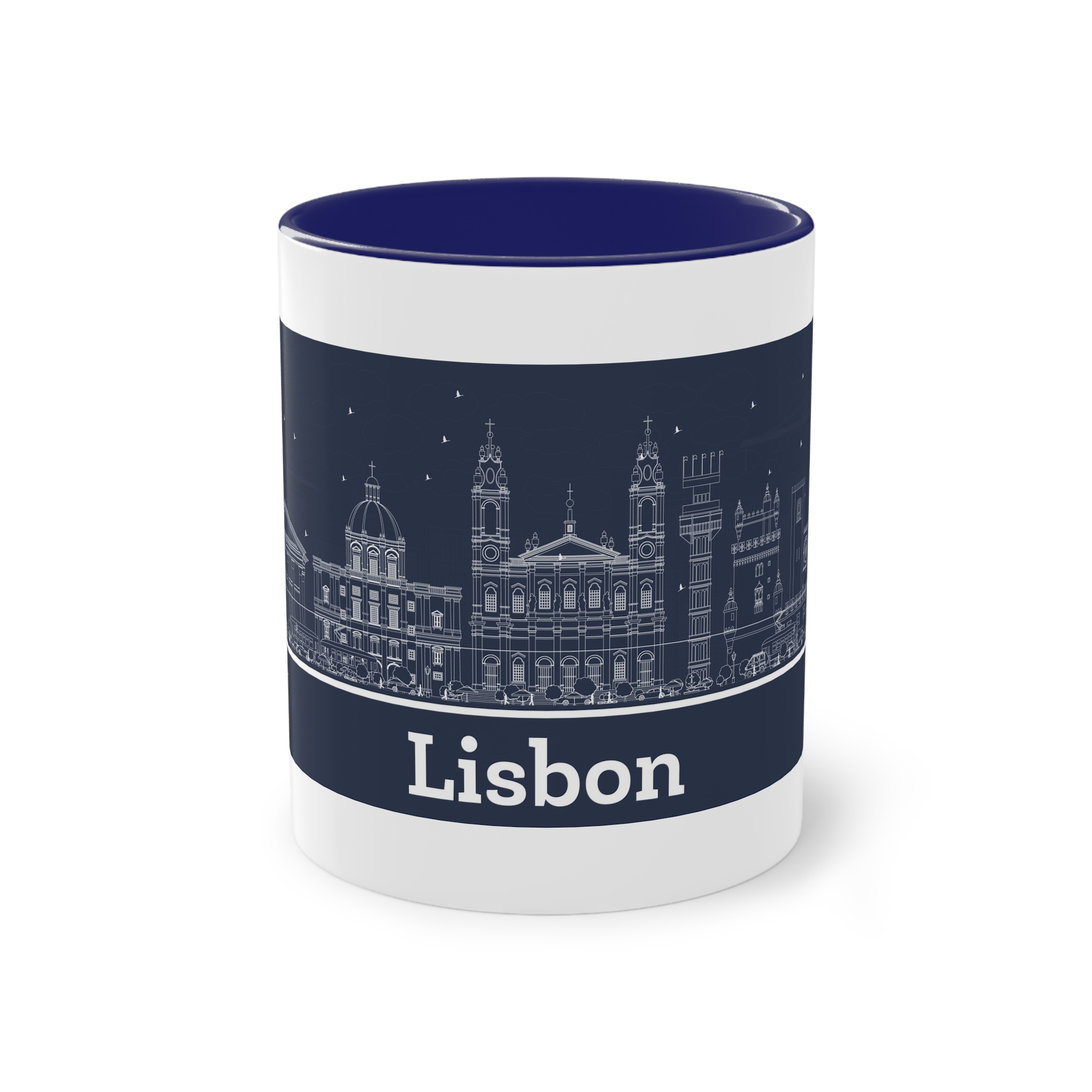 Lisbon New Outline Inverse Two Tone Coffee Mug 11oz - Image 41