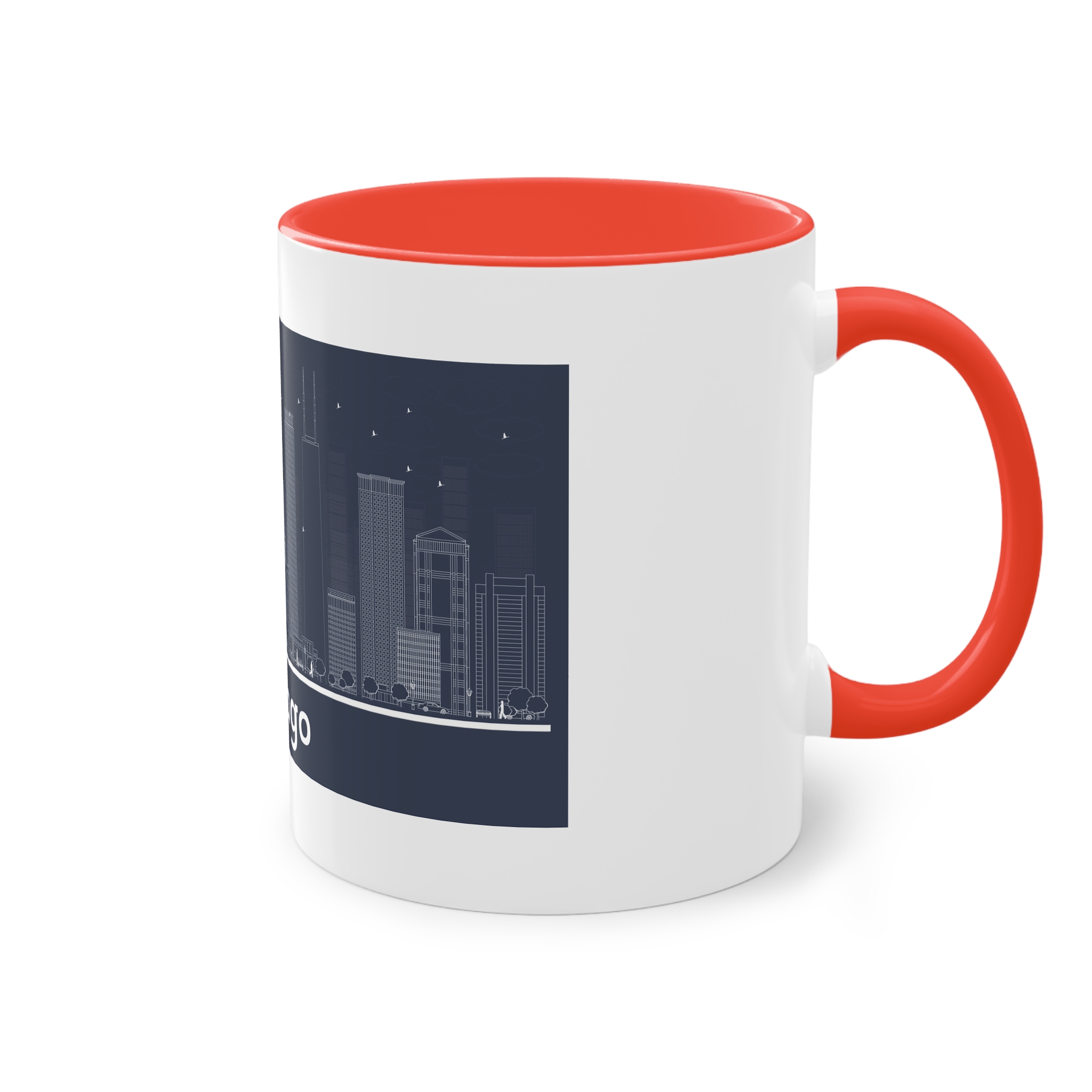 Chicago Outline Inverse Two Tone Coffee Mug 11oz - Image 4