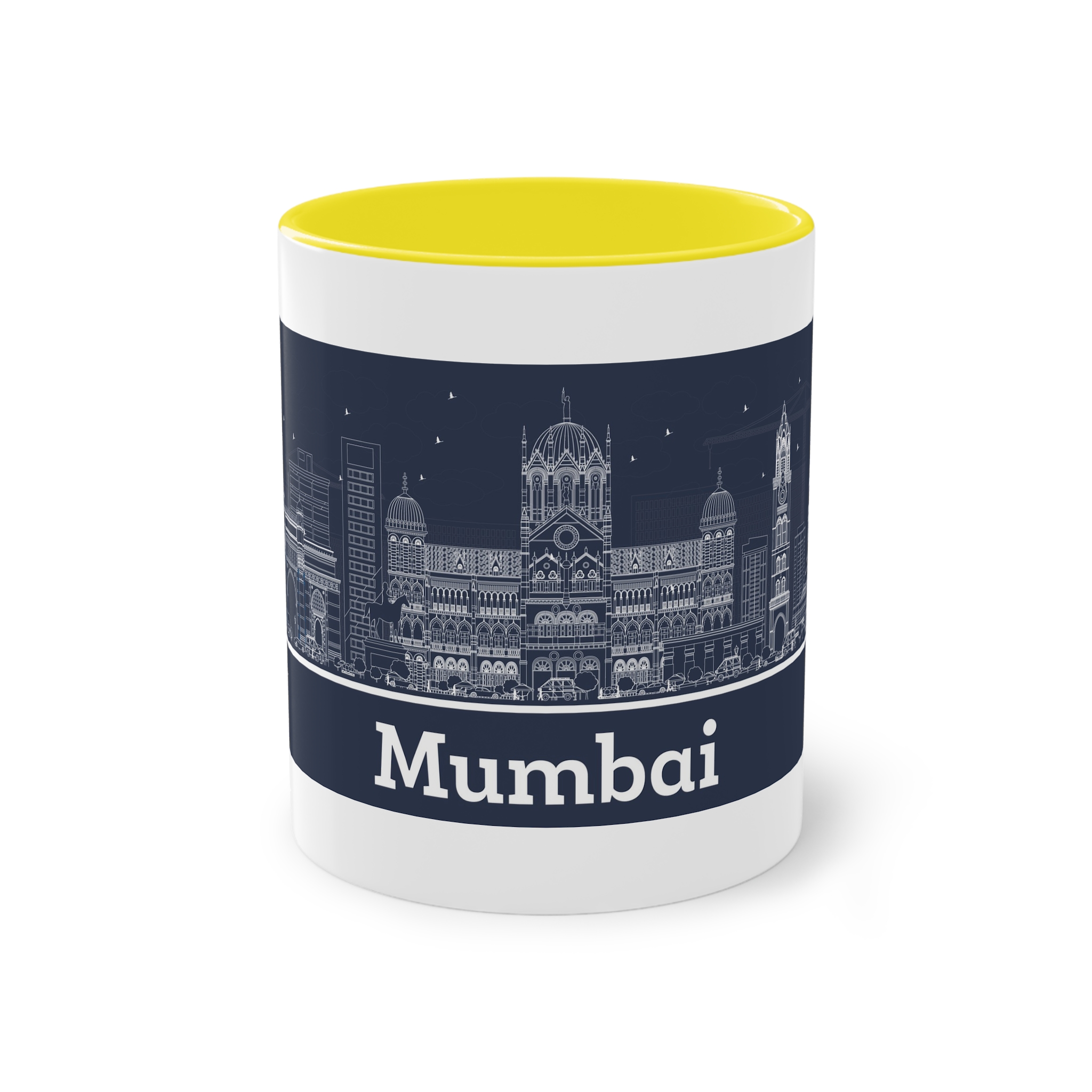 Mumbai Outline Inverse Two Tone Coffee Mug 11oz - Image 21