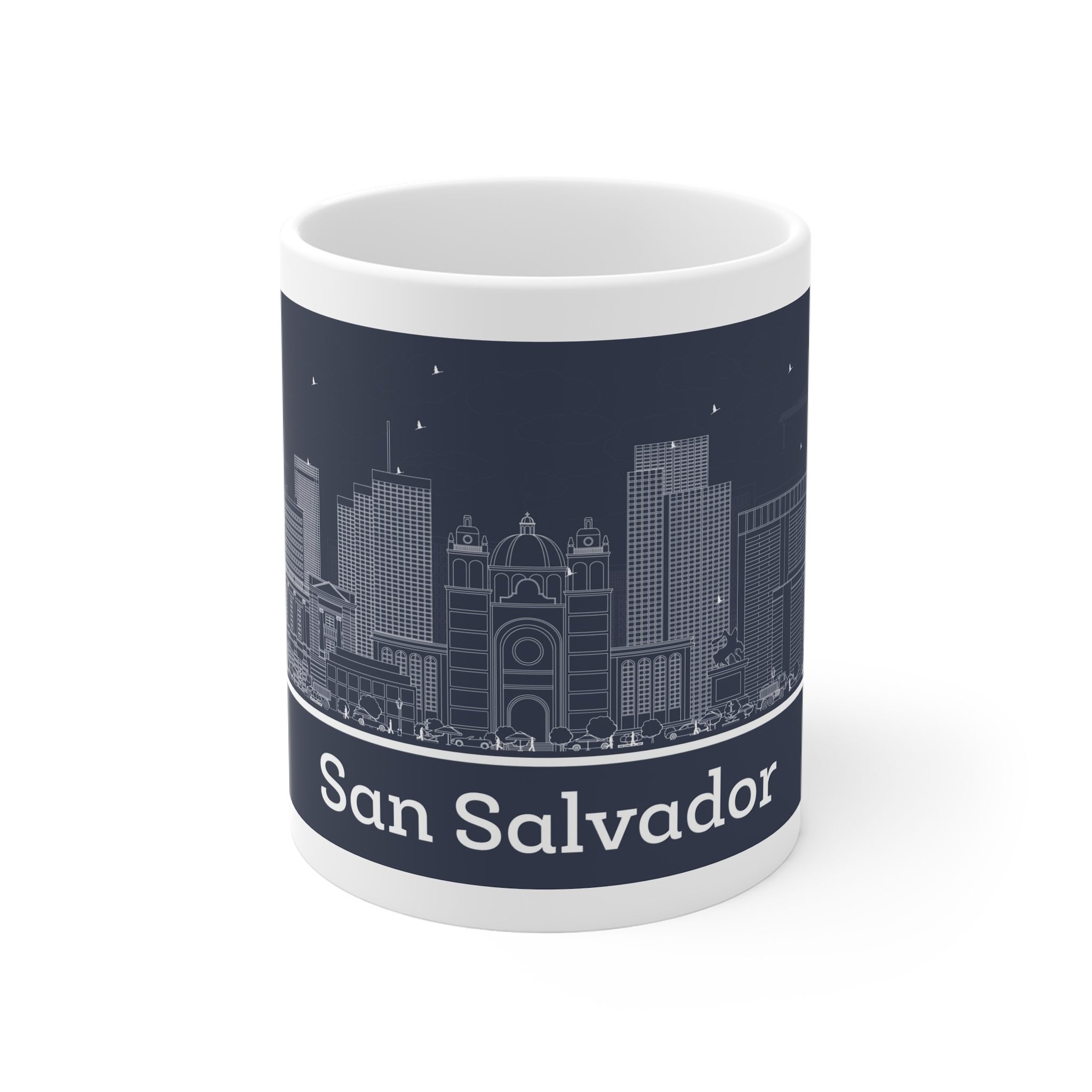 San Salvador Outline Inverse 11oz White Mug