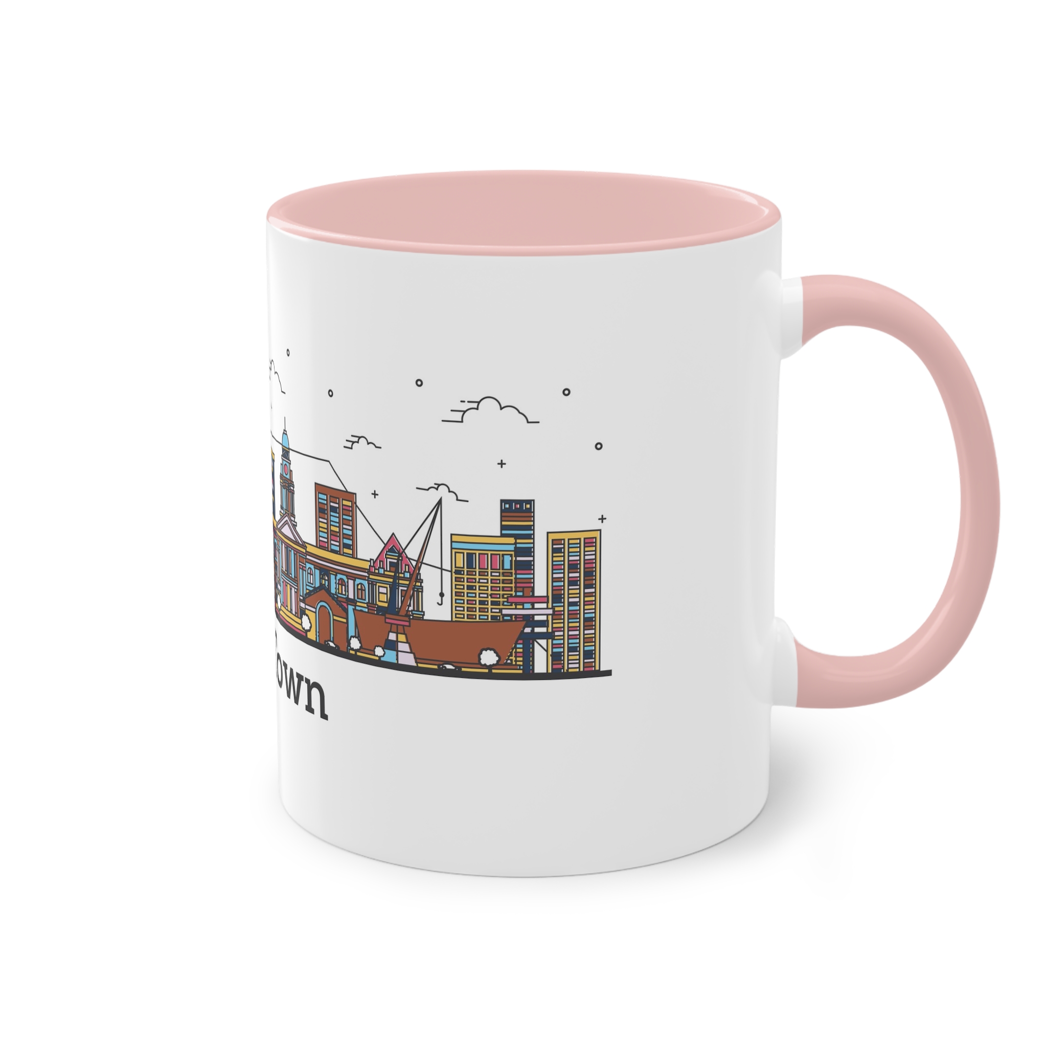 Cape Town Outline Bold Color Two Tone Coffee Mug 11oz - Image 48