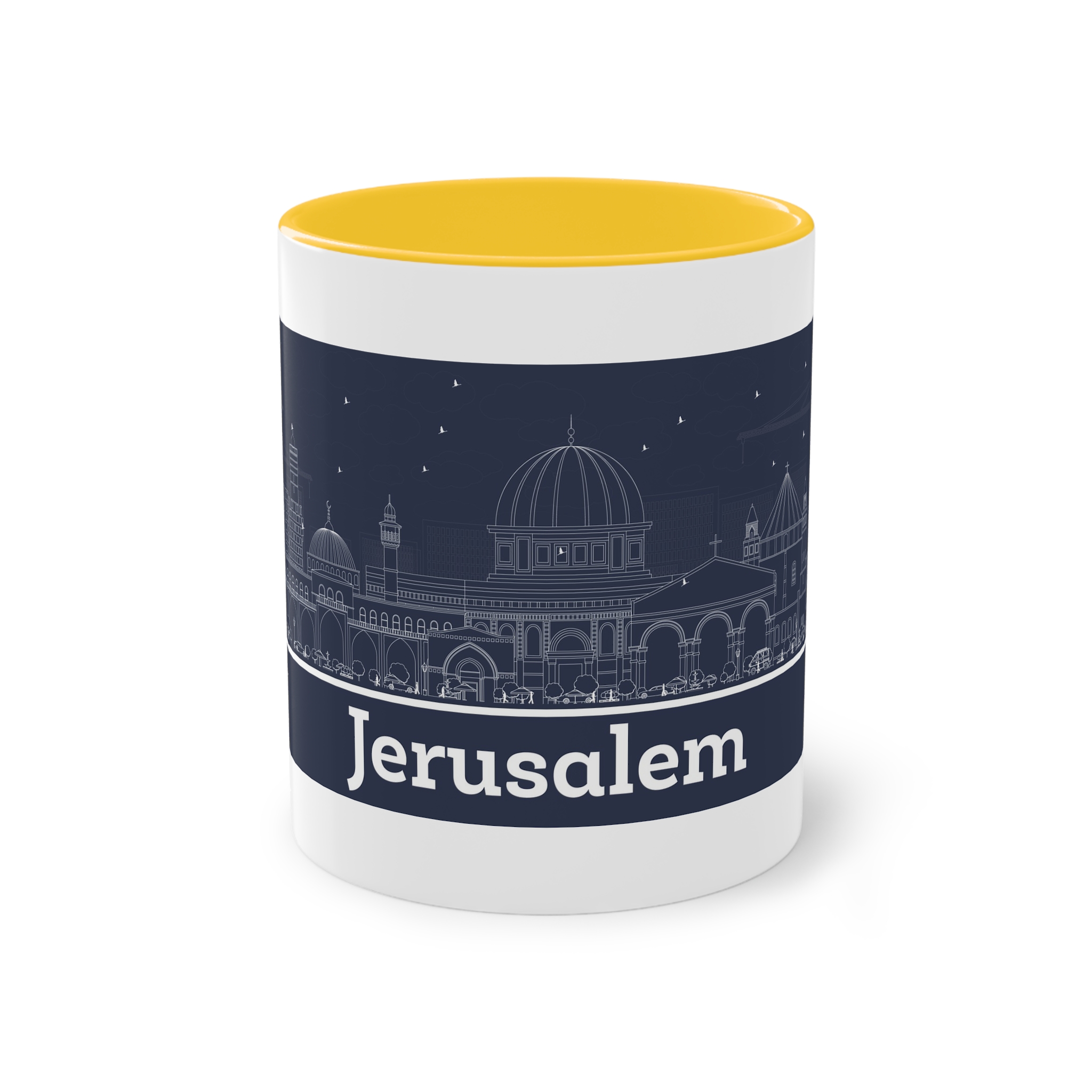 Jerusalem Outline Inverse Two Tone Coffee Mug 11oz - Image 17