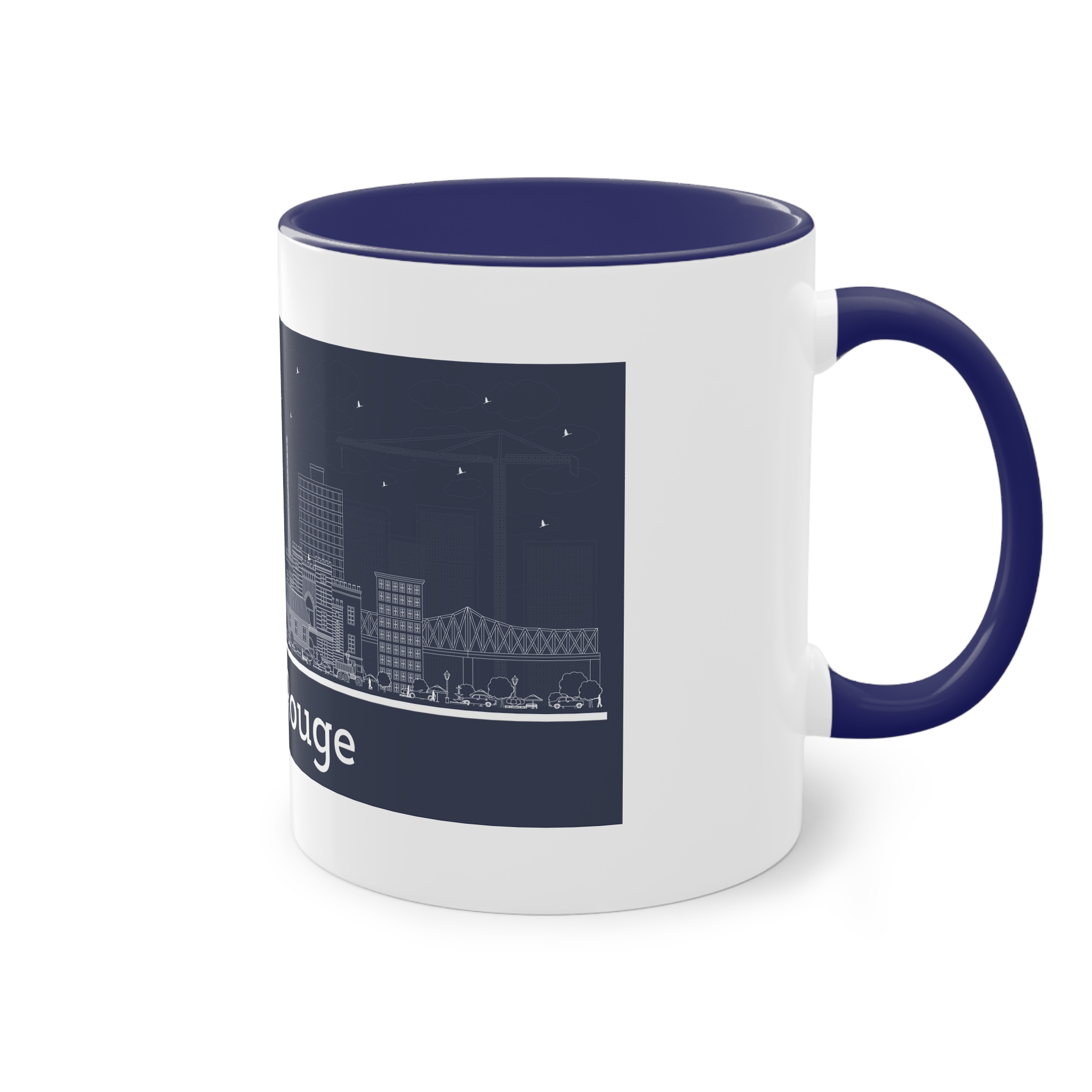 Baton Rouge Outline Inverse Two Tone Coffee Mug 11oz - Image 44