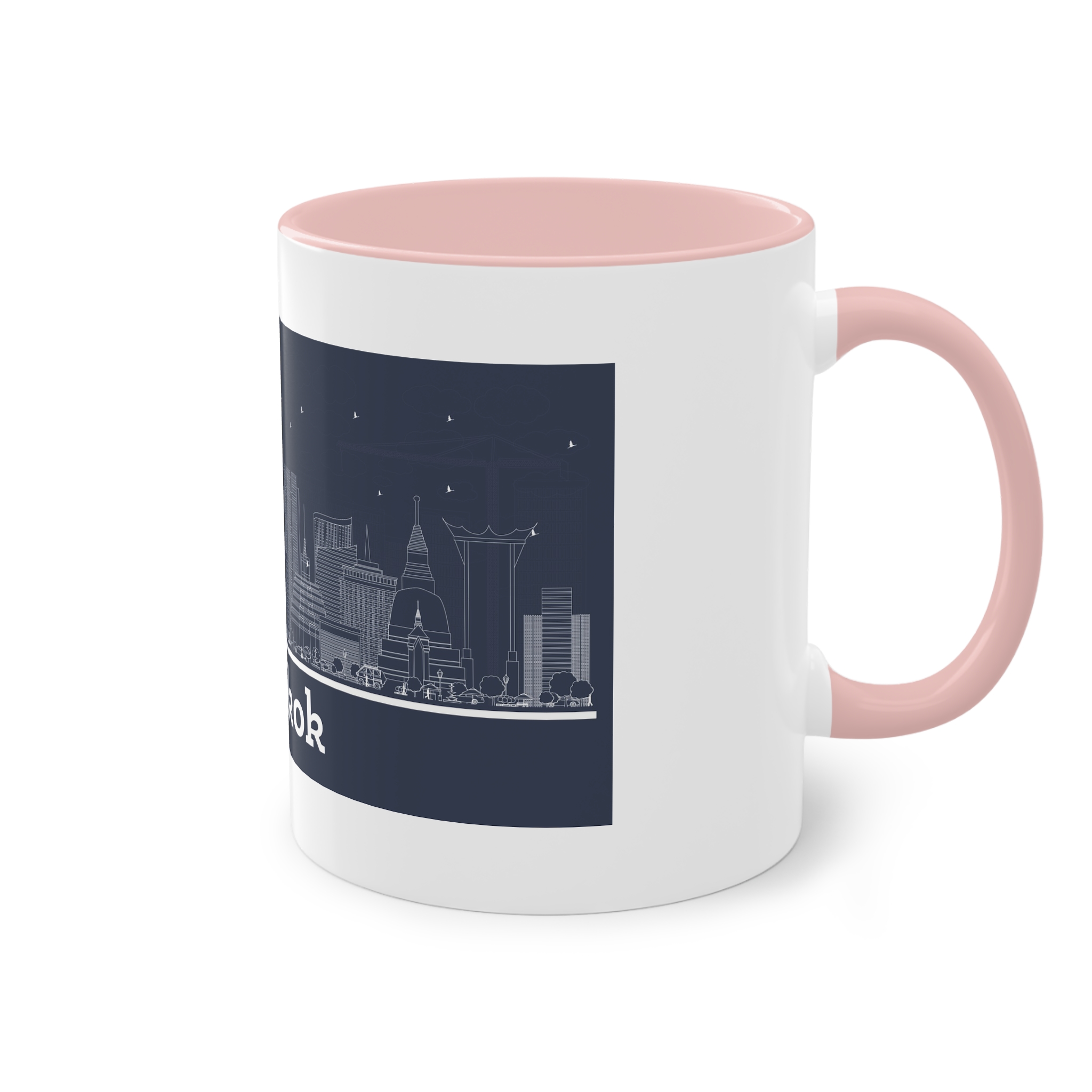 Bangkok Outline Inverse Two Tone Coffee Mug 11oz - Image 48