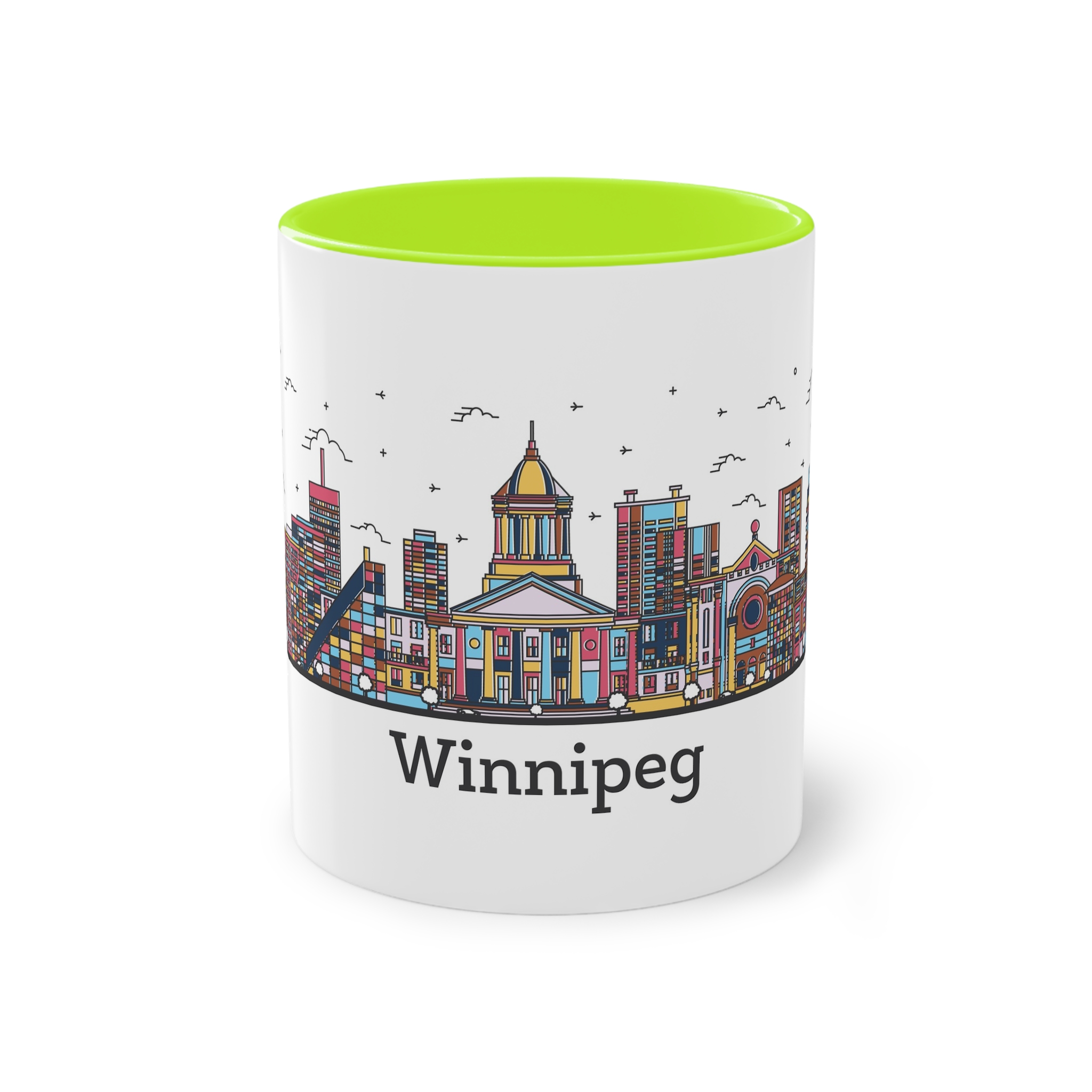 Winnipeg Outline Bold Color Two Tone Coffee Mug 11oz - Image 25