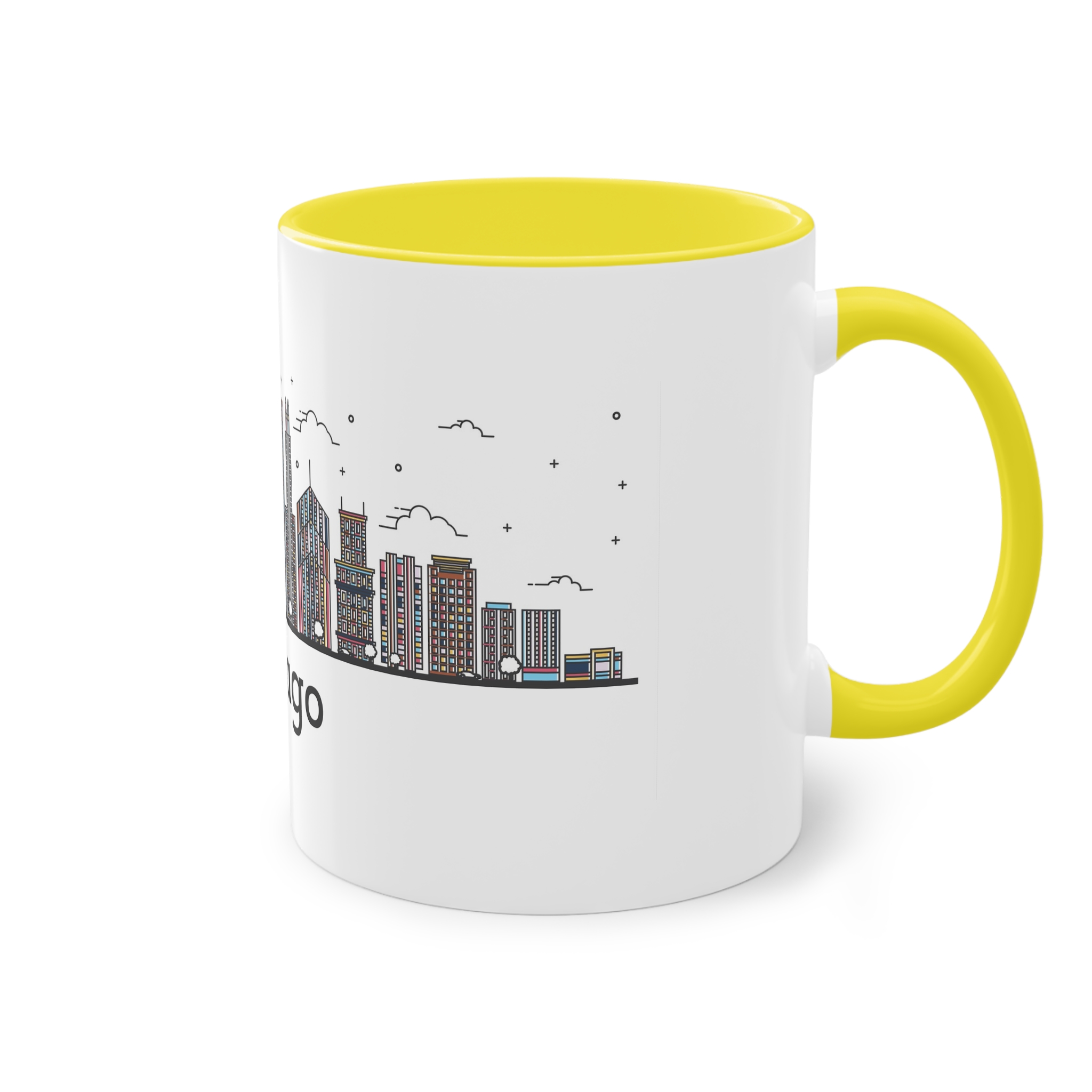 Chicago Outline Bold Color Two Tone Coffee Mug 11oz - Image 24