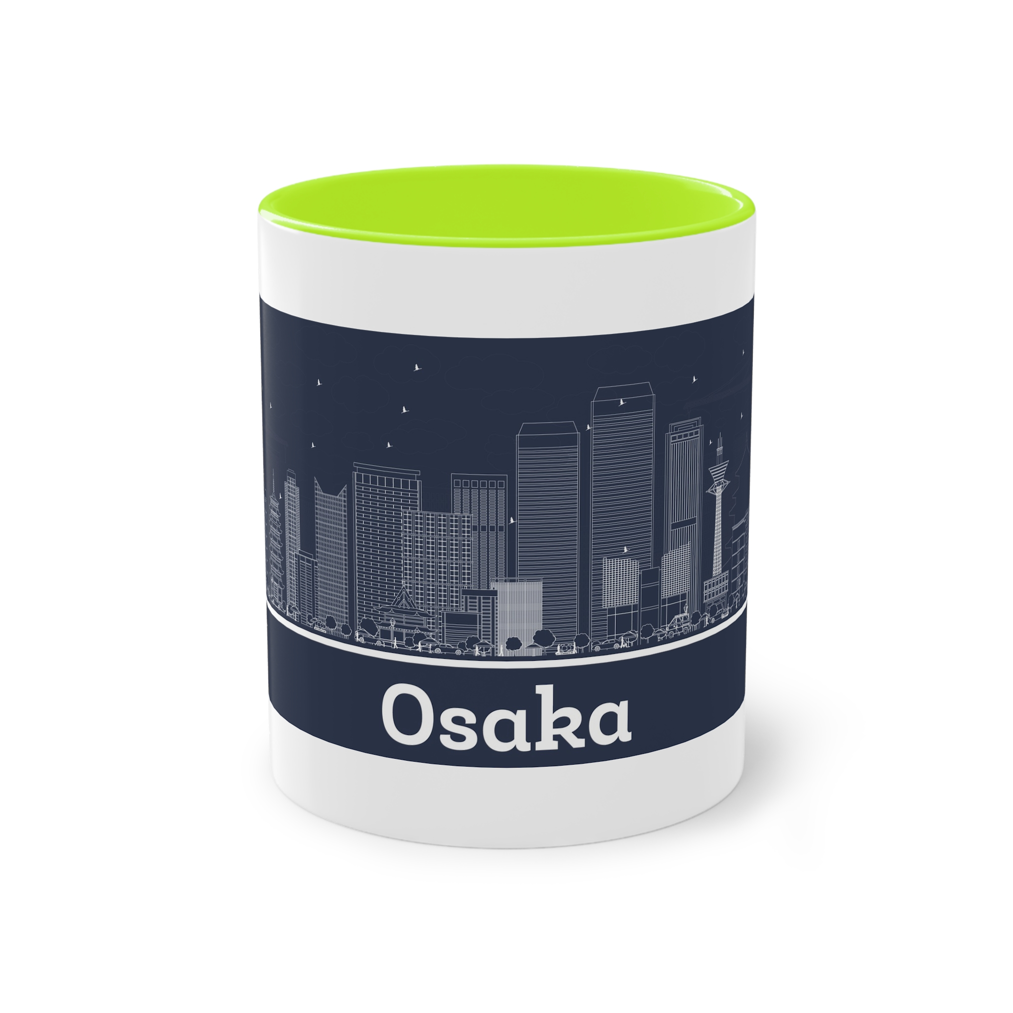 Osaka Outline Inverse Two Tone Coffee Mug 11oz - Image 25