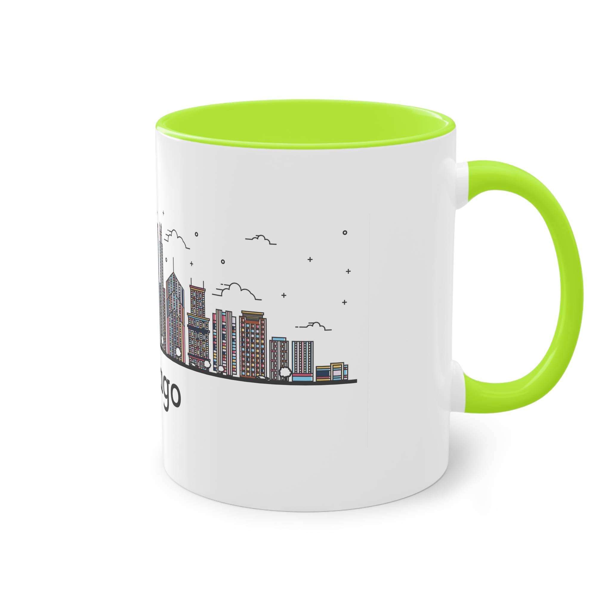 Chicago Outline Bold Color Two Tone Coffee Mug 11oz - Image 28