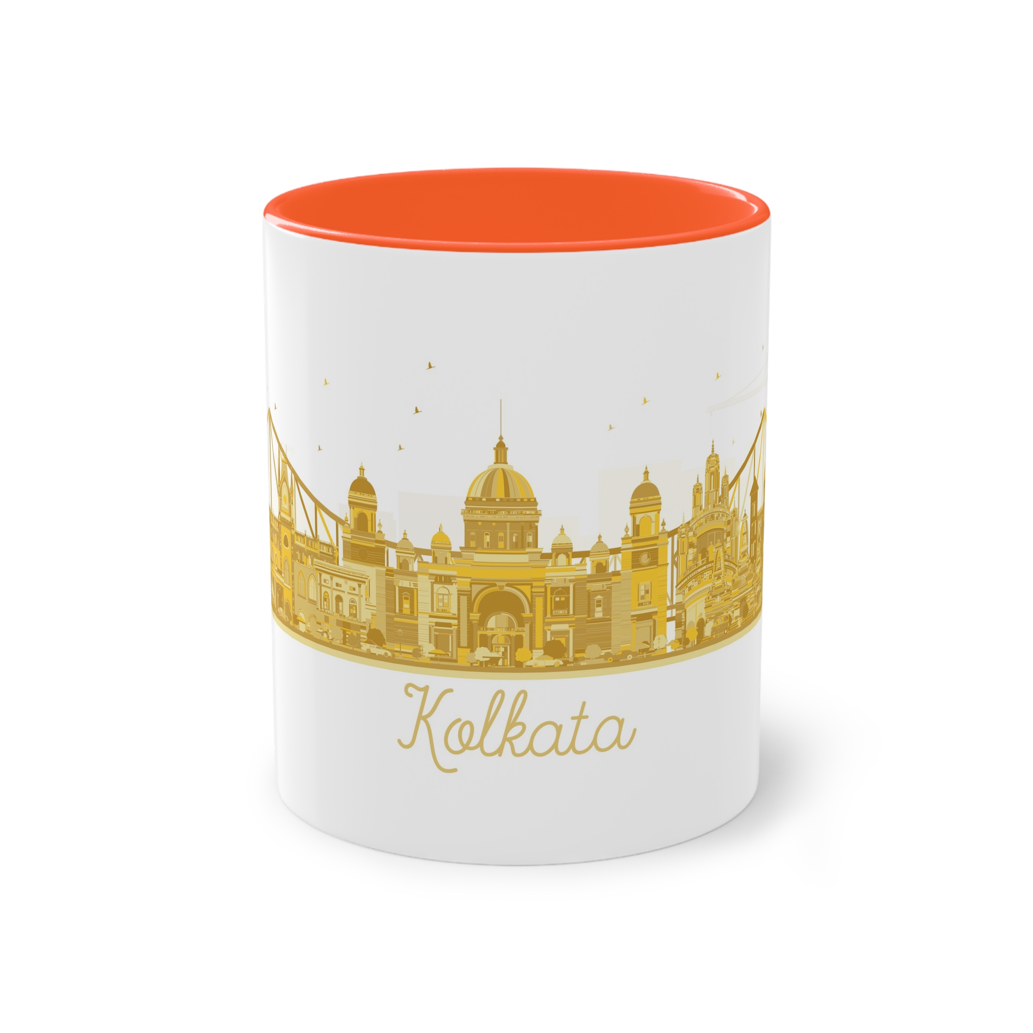 Kolkata Silhouette Golden 1 Two Tone Coffee Mug 11oz - Image 13