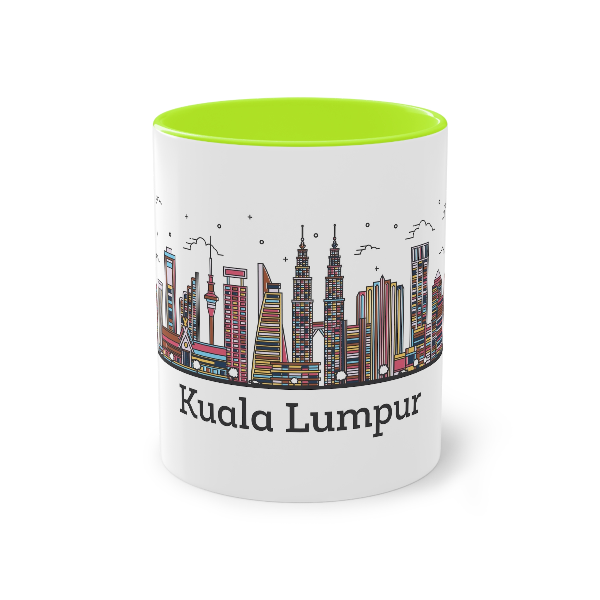 Kuala Lumpur Outline Bold Color Two Tone Coffee Mug 11oz - Image 25