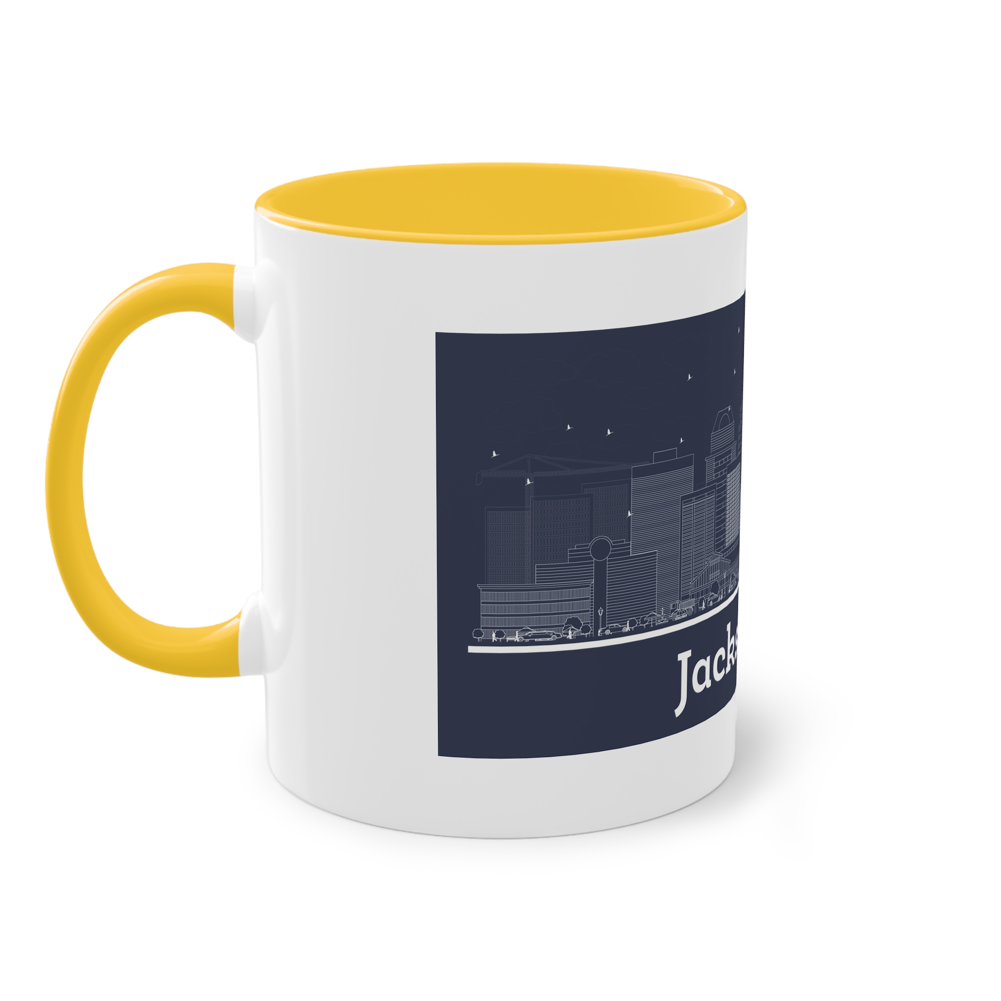 Jacksonville Outline Inverse Two Tone Coffee Mug 11oz - Image 19