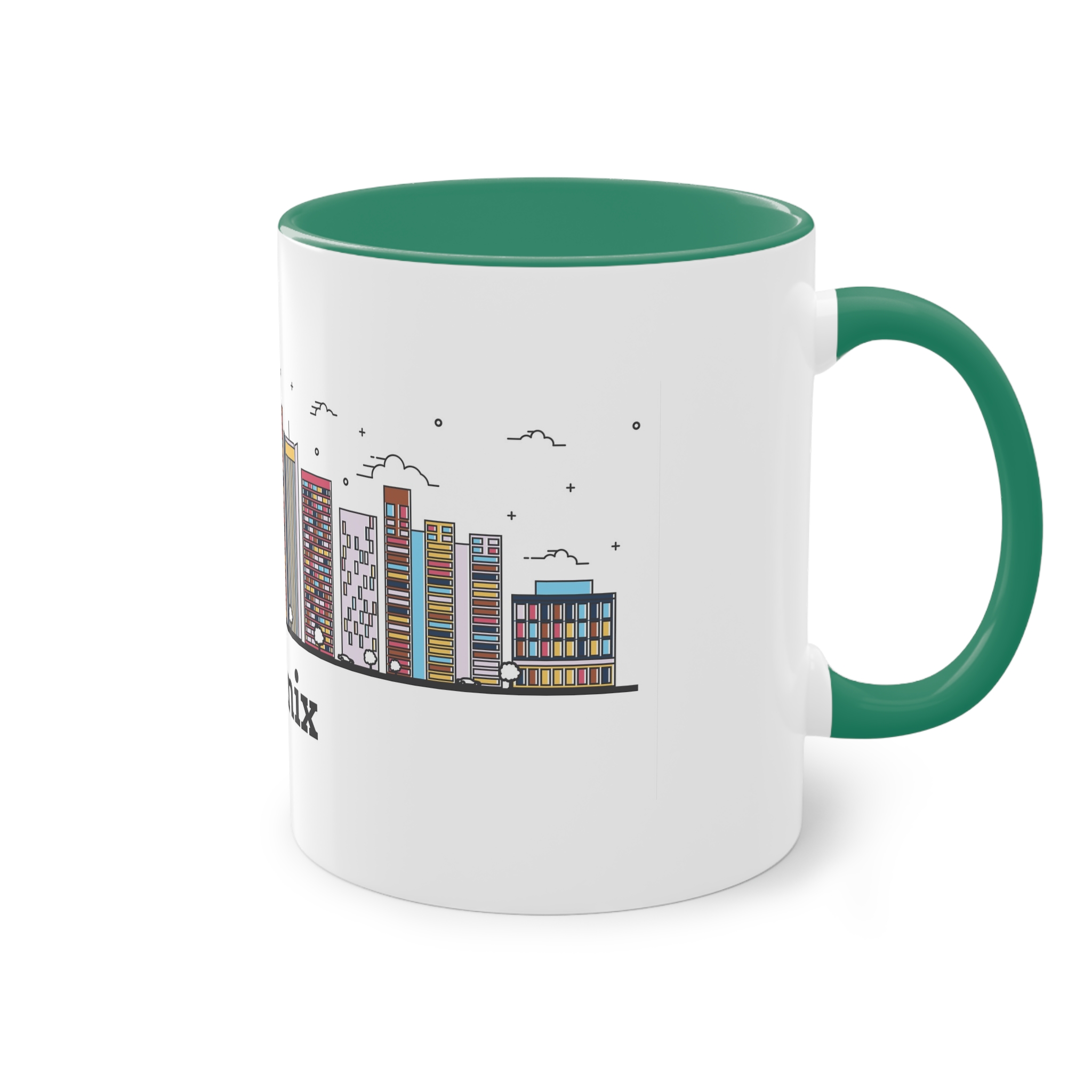 Phoenix Outline Bold Color Two Tone Coffee Mug 11oz - Image 32