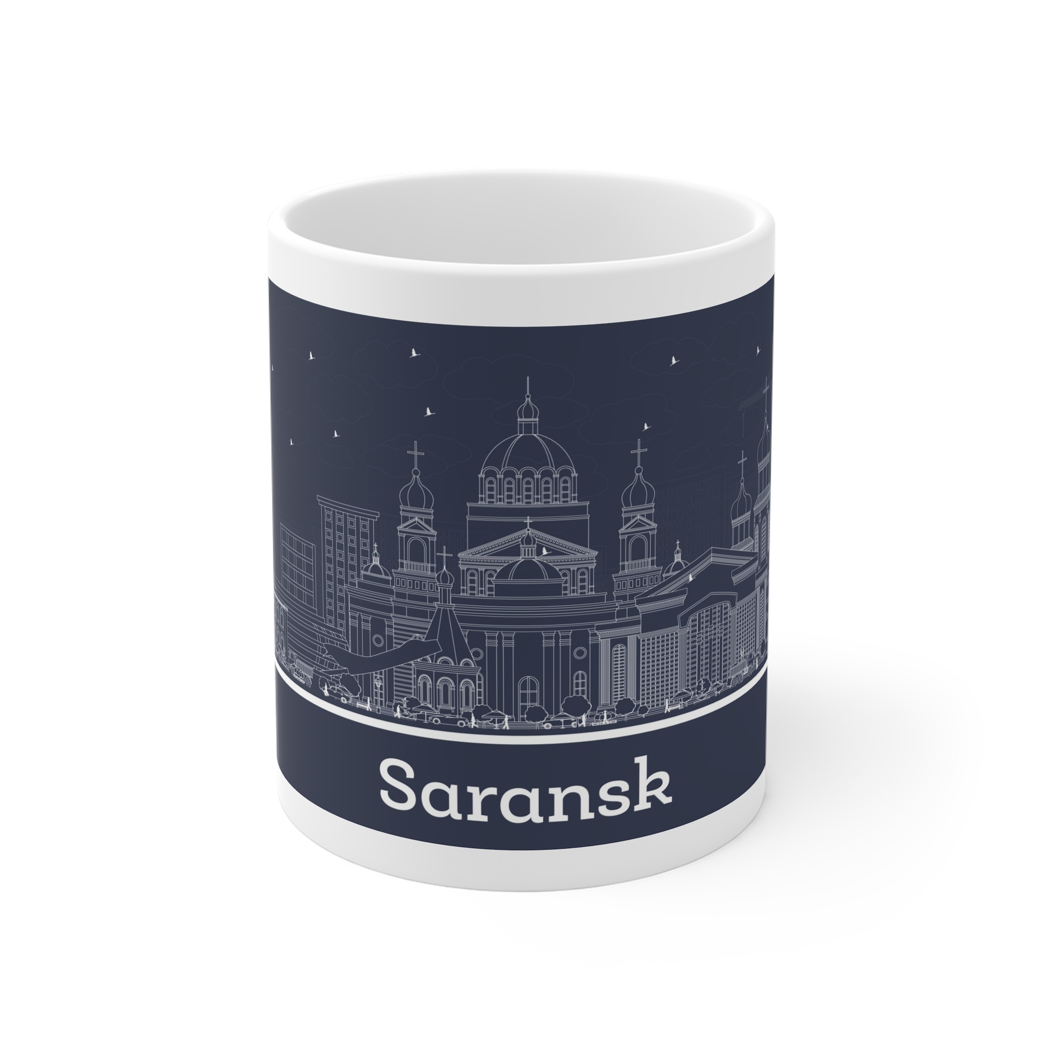 Saransk Outline Inverse 11oz White Mug