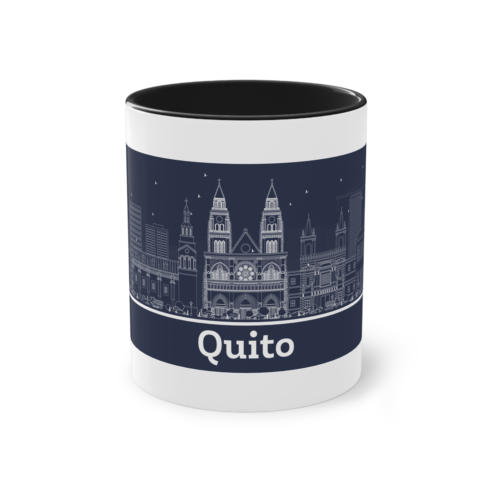 Quito Outline Inverse Two Tone Coffee Mug 11oz - Image 9
