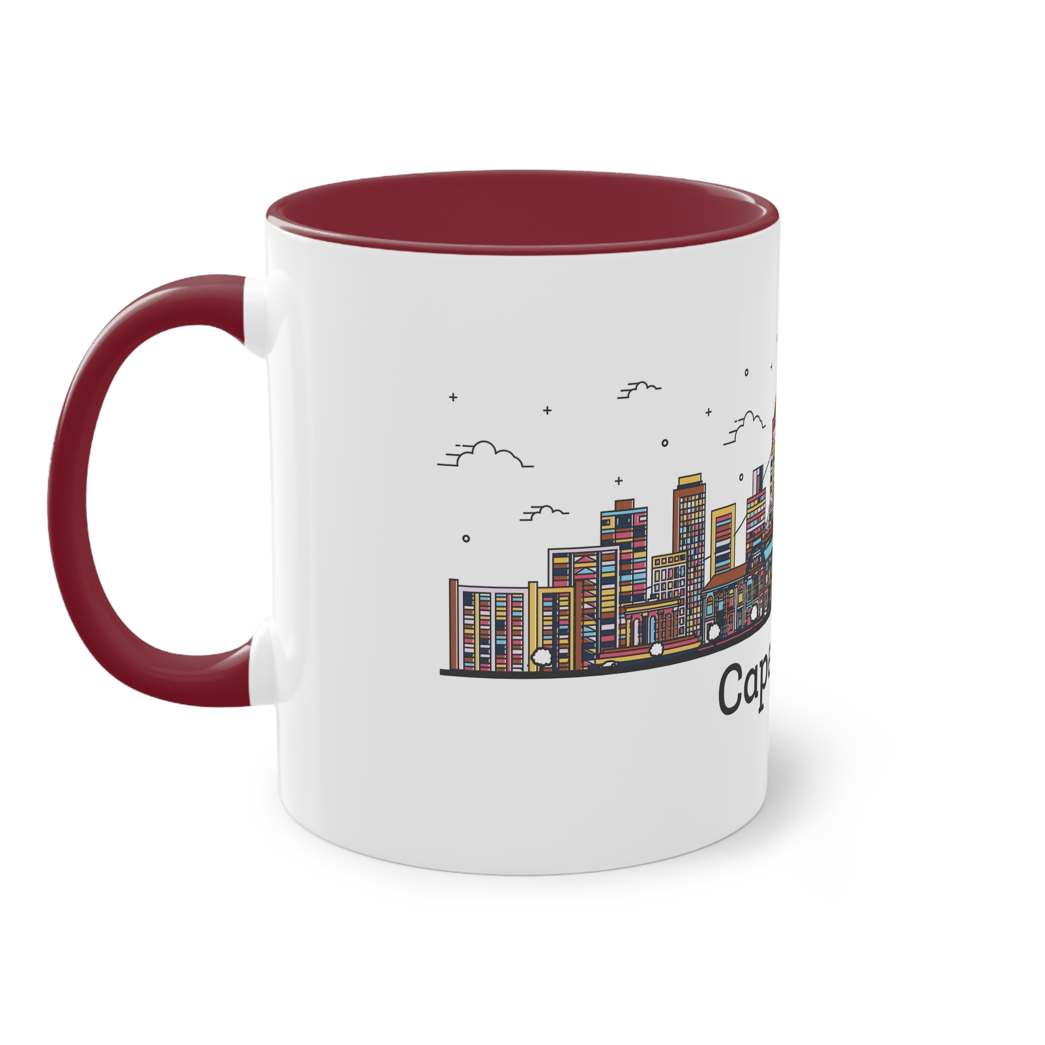 Cape Town Outline Bold Color Two Tone Coffee Mug 11oz - Image 7