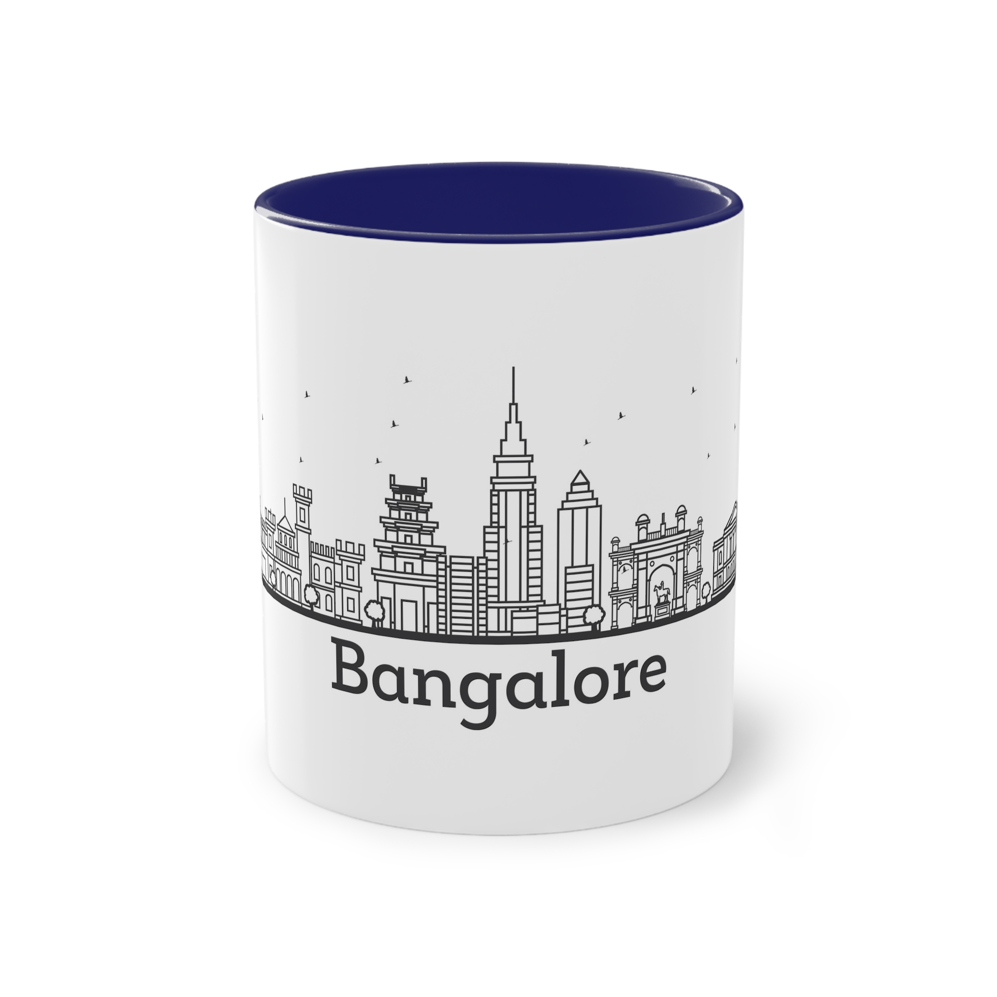 Bangalore Outline Bold Two Tone Coffee Mug 11oz - Image 41