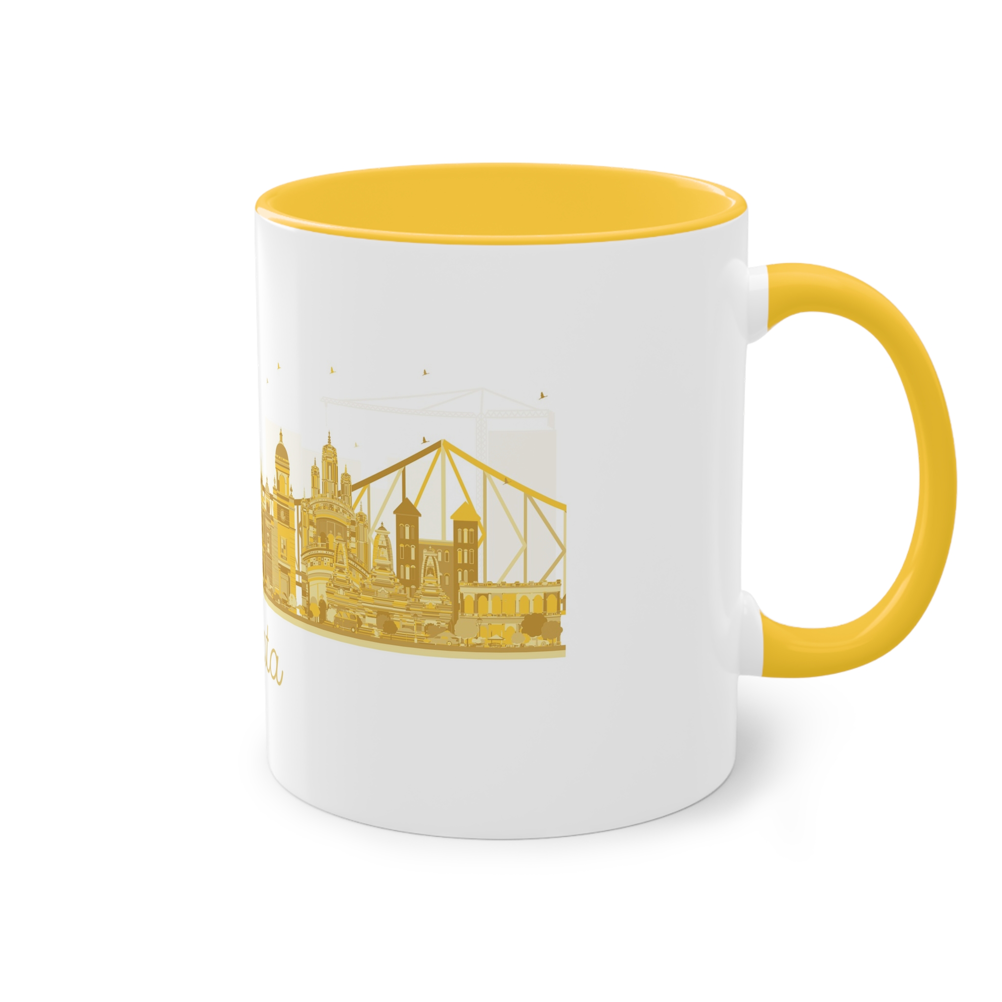 Kolkata Silhouette Golden 1 Two Tone Coffee Mug 11oz - Image 20