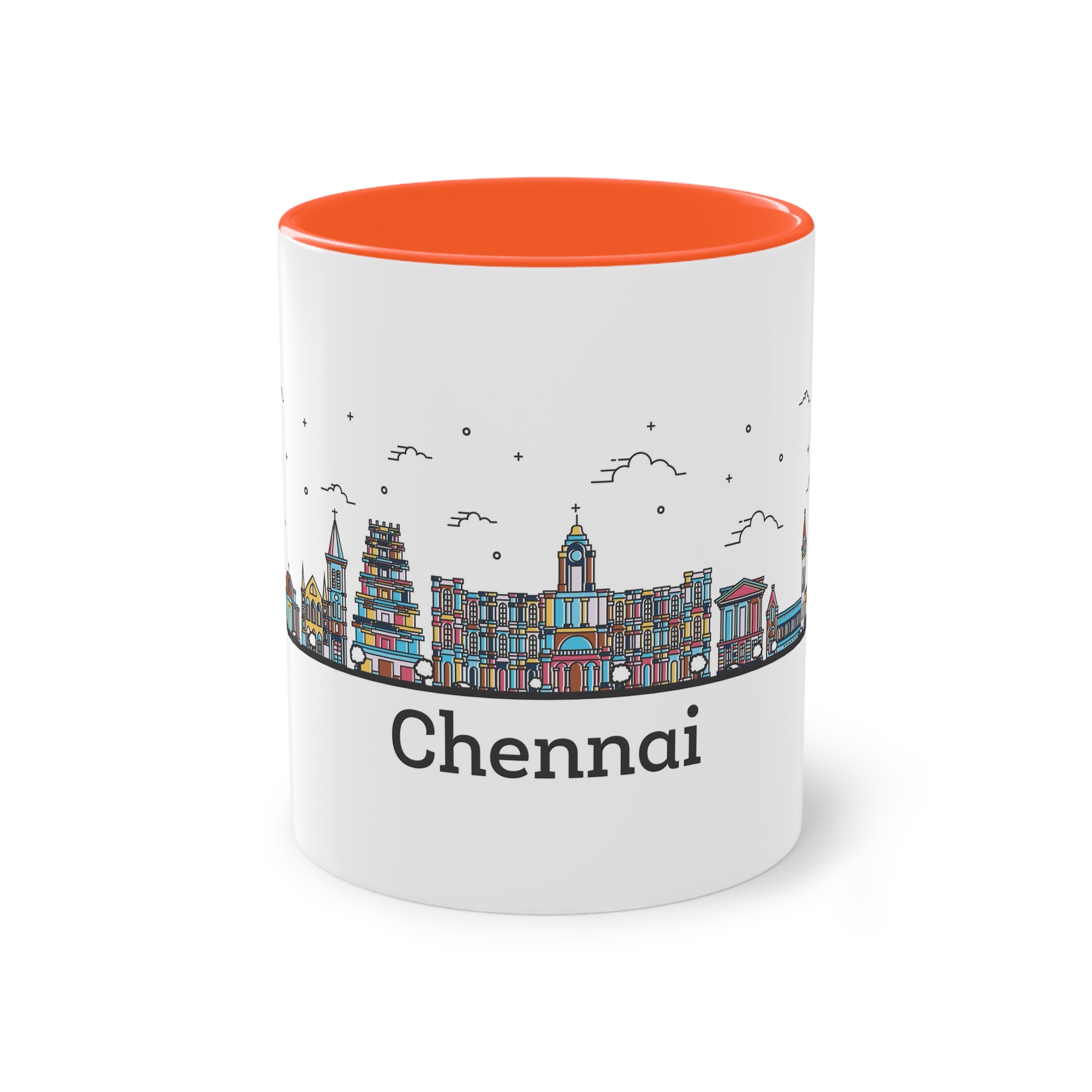 Chennai Outline Bold Color Two Tone Coffee Mug 11oz - Image 13