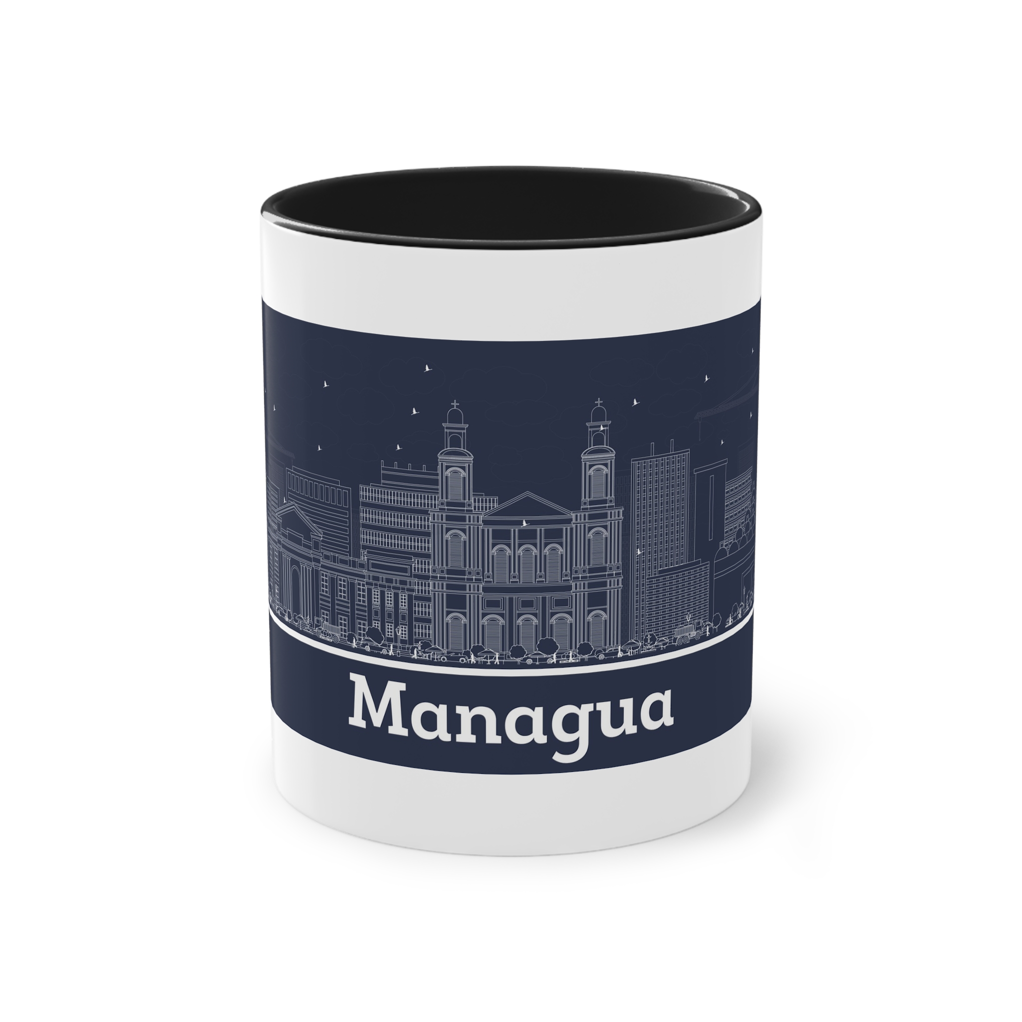 Managua Outline Inverse Two Tone Coffee Mug 11oz - Image 9