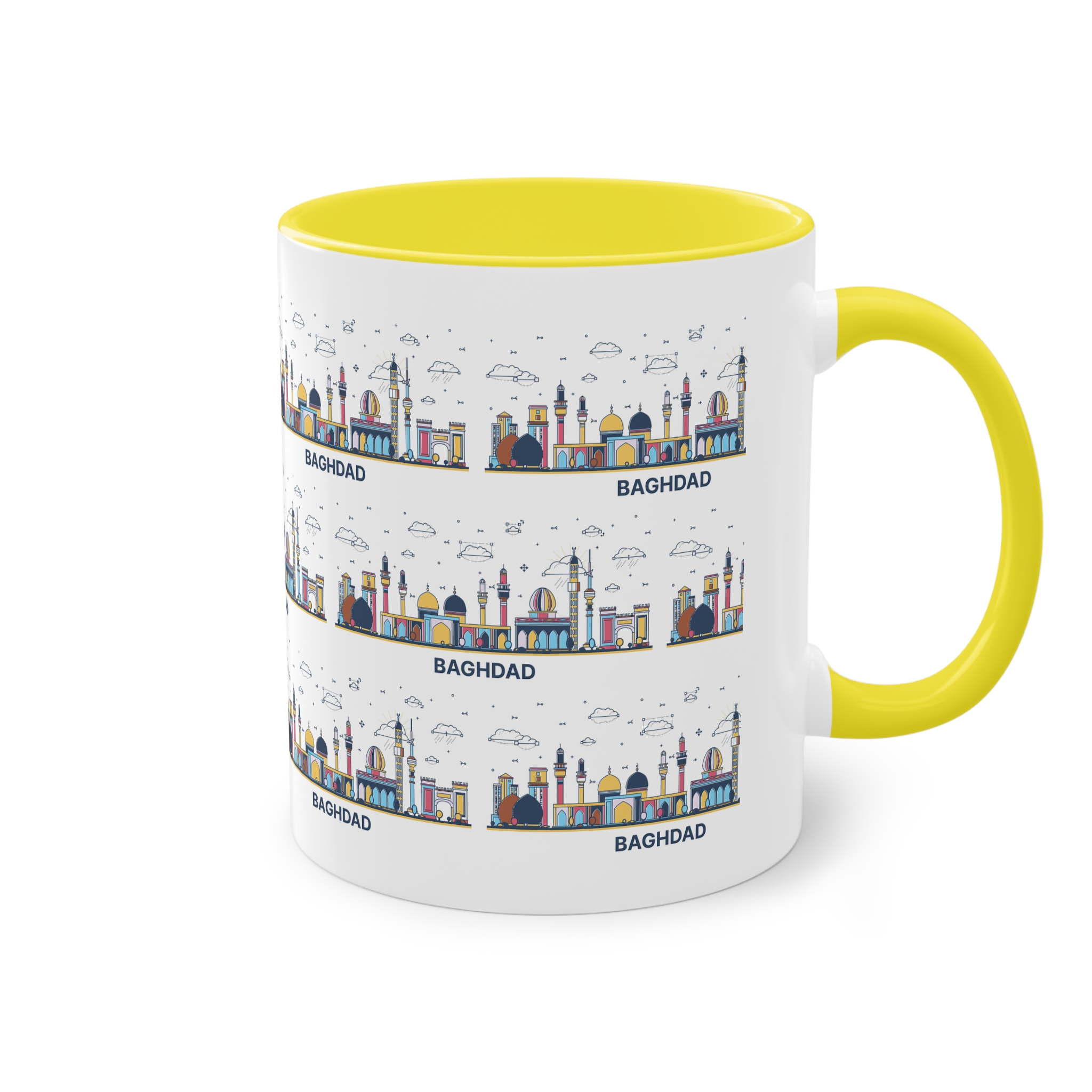 Baghdad Outline Bold Color Two Tone Coffee Mug 11oz - Image 24