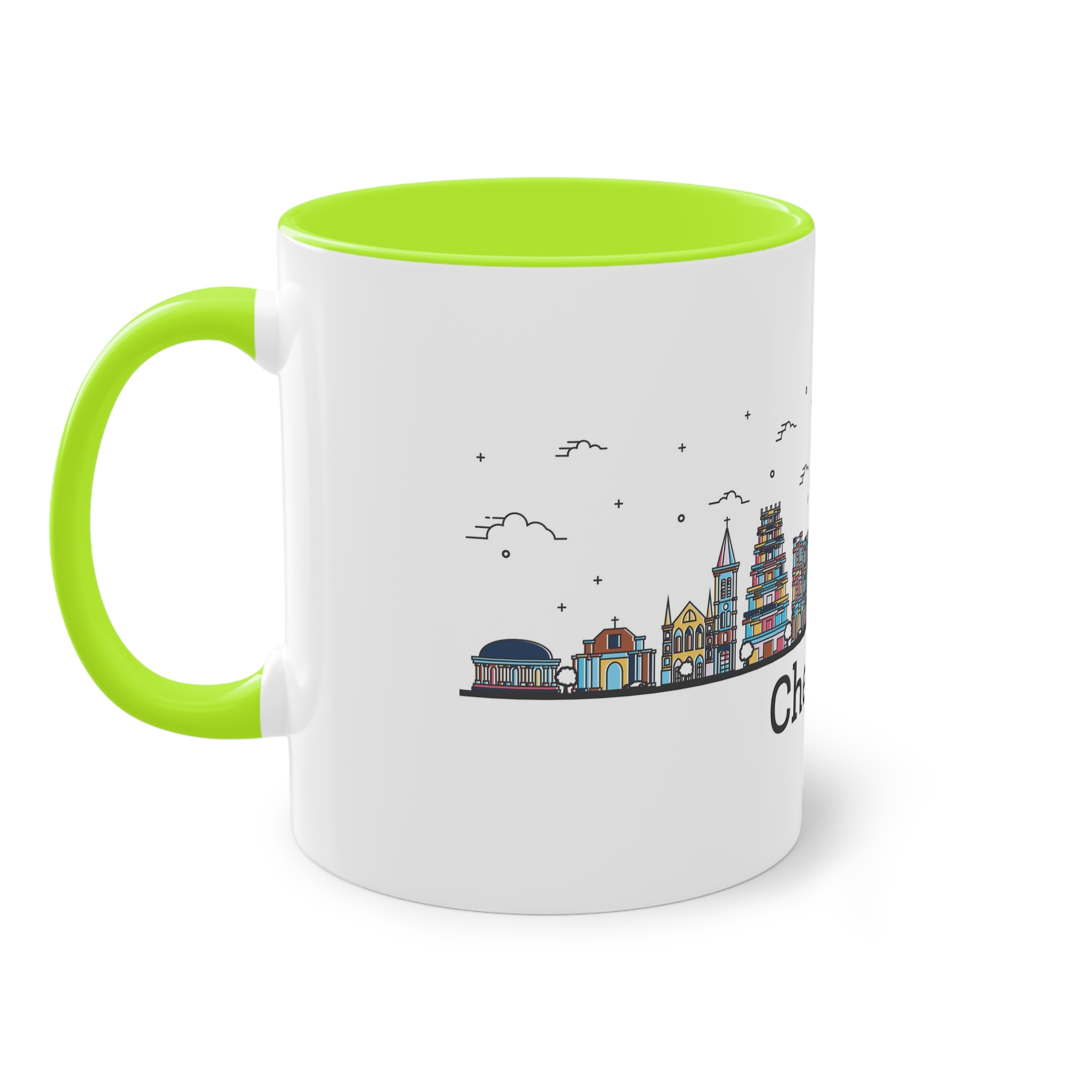 Chennai Outline Bold Color Two Tone Coffee Mug 11oz - Image 27