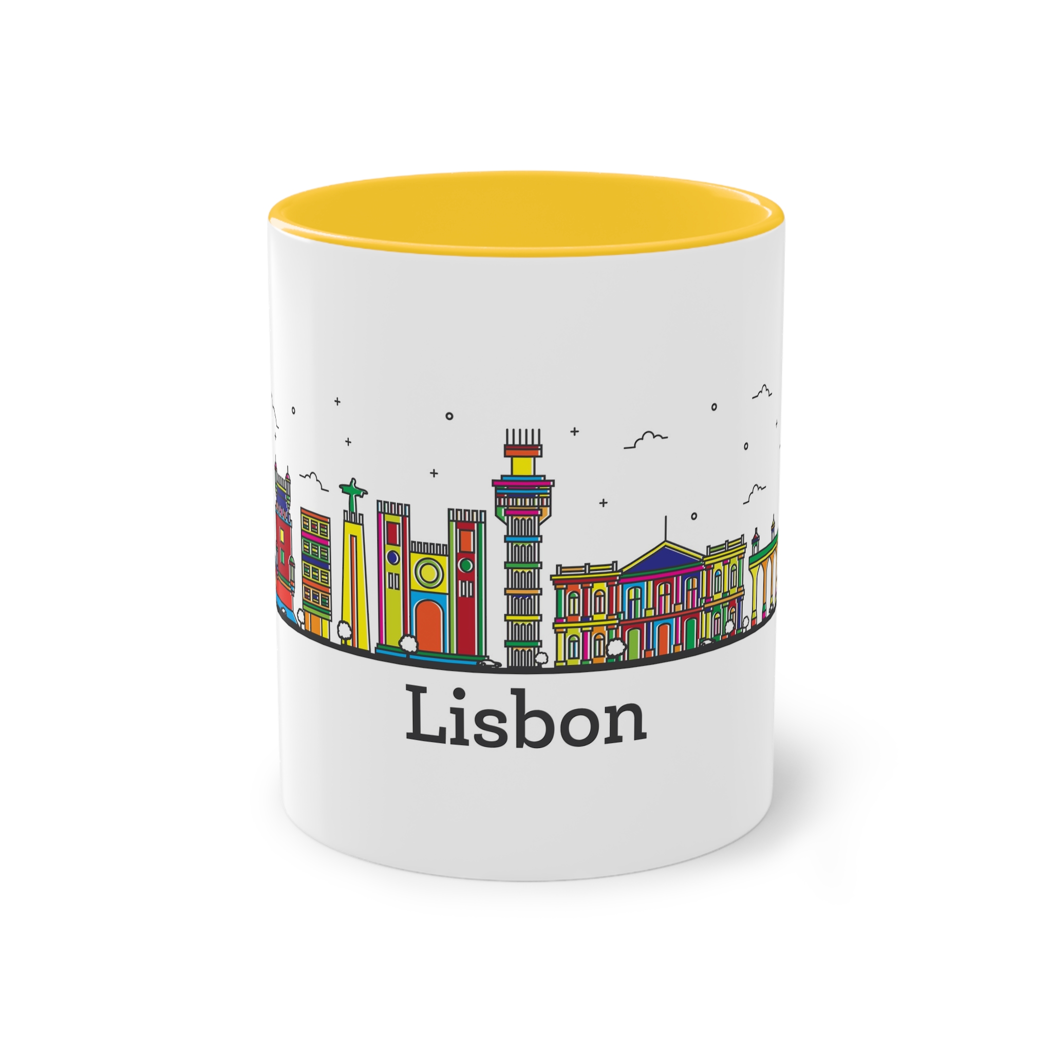 Lisbon Outline Bold Color Two Tone Coffee Mug 11oz - Image 17