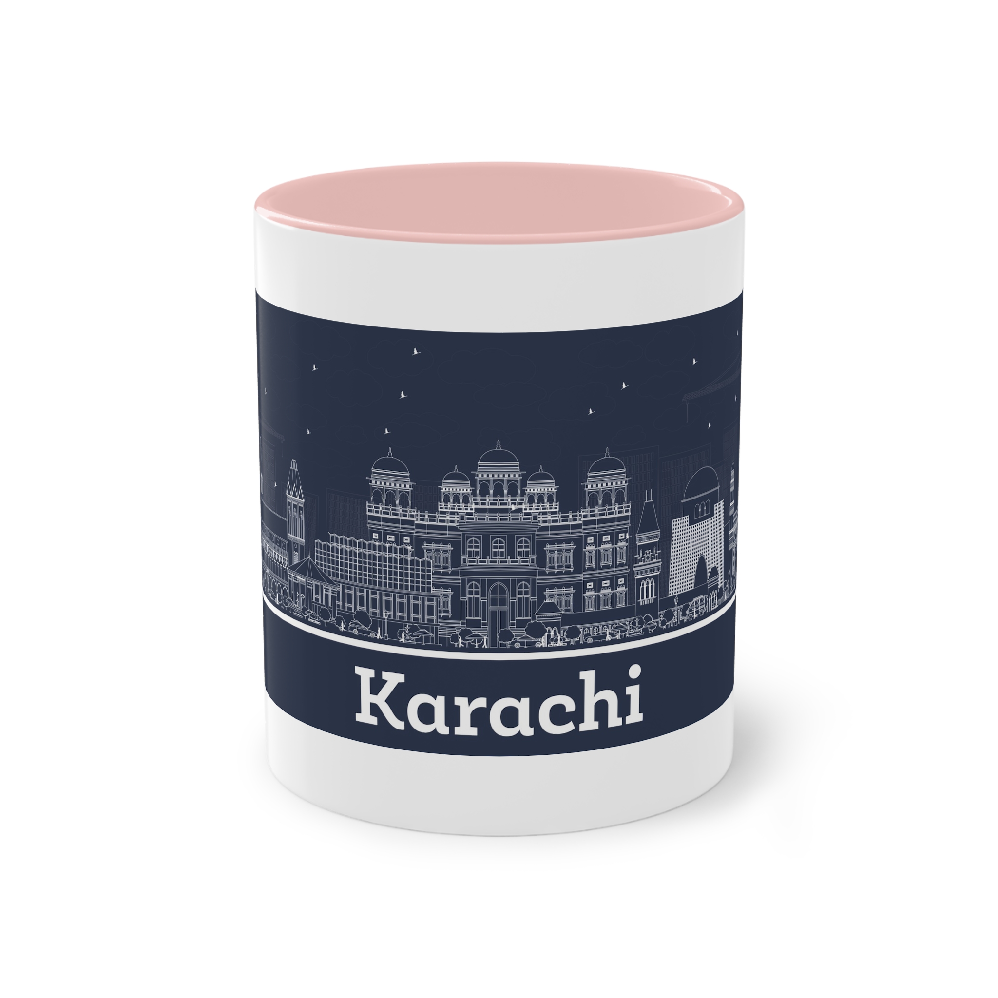 Karachi Outline Inverse Two Tone Coffee Mug 11oz - Image 45