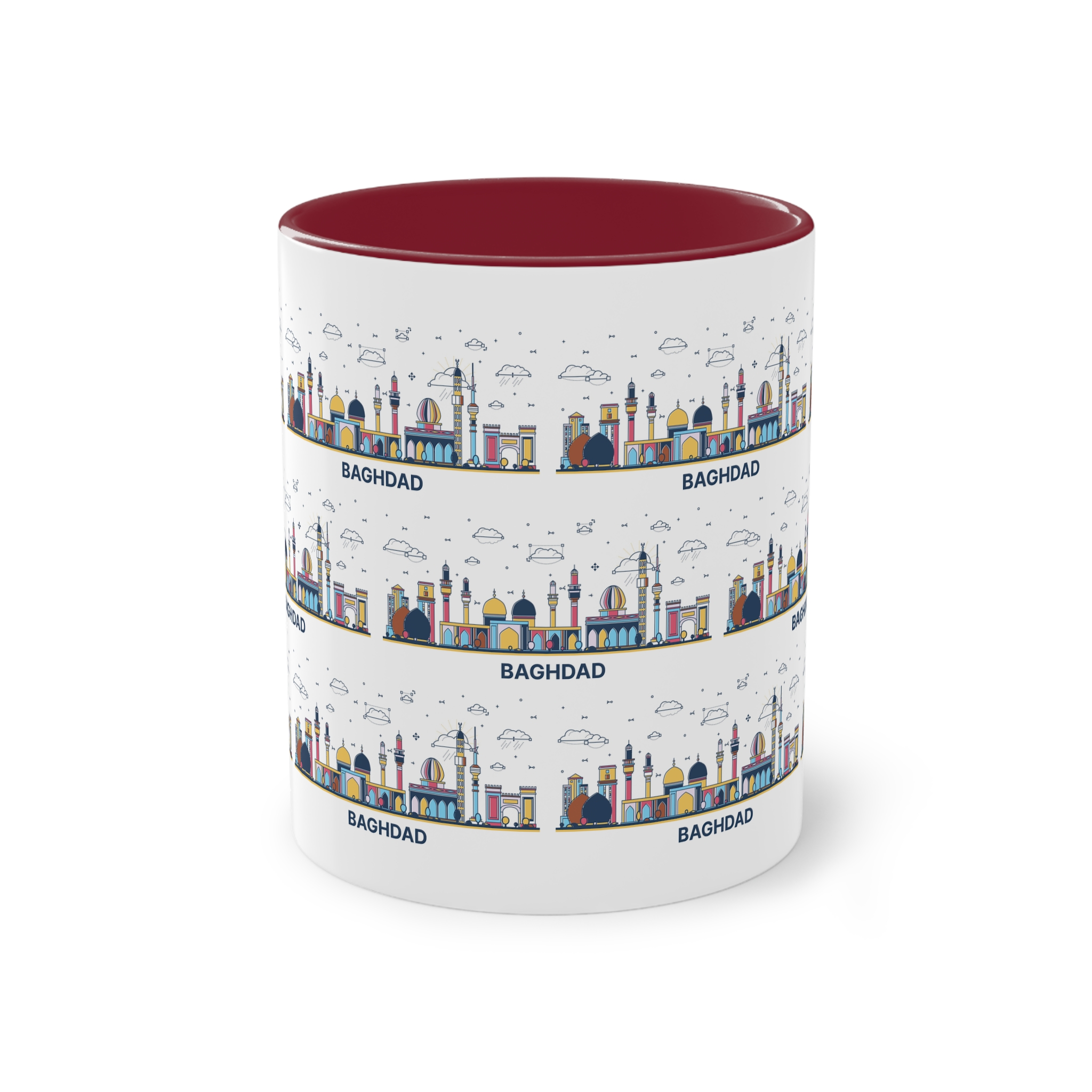 Baghdad Outline Bold Color Two Tone Coffee Mug 11oz - Image 5