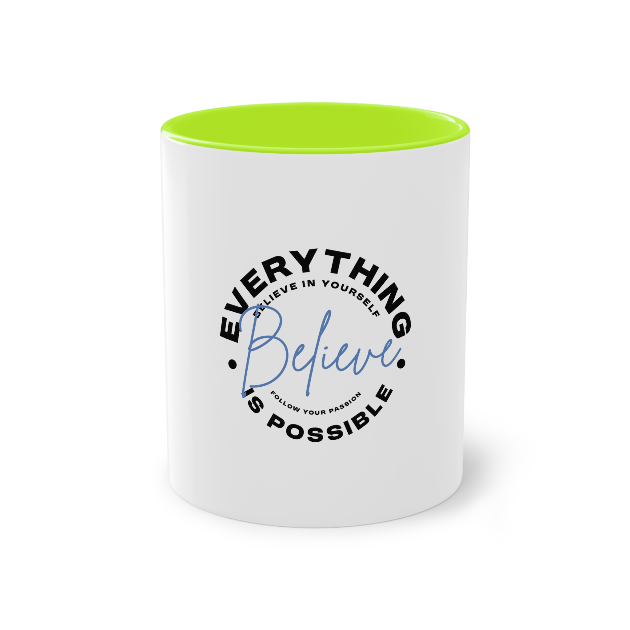 Believe Inspirational Typography Design Two Tone Coffee Mug 11oz - Image 25