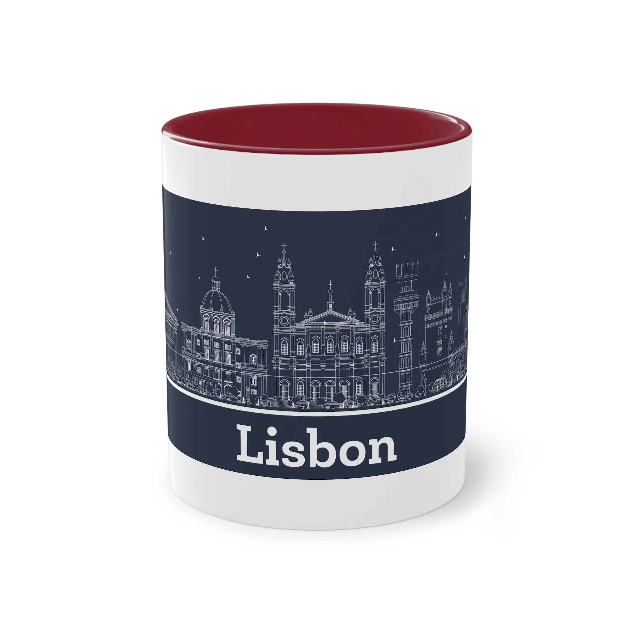 Lisbon New Outline Inverse Two Tone Coffee Mug 11oz - Image 5